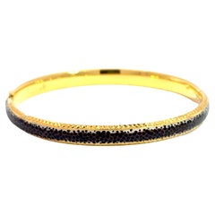 18k Yellow Gold Leopard Enamel Print Bangle – 6.90g