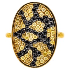18k Yellow Gold Leopard Print Pave Diamond Ring, 0.86 TCW