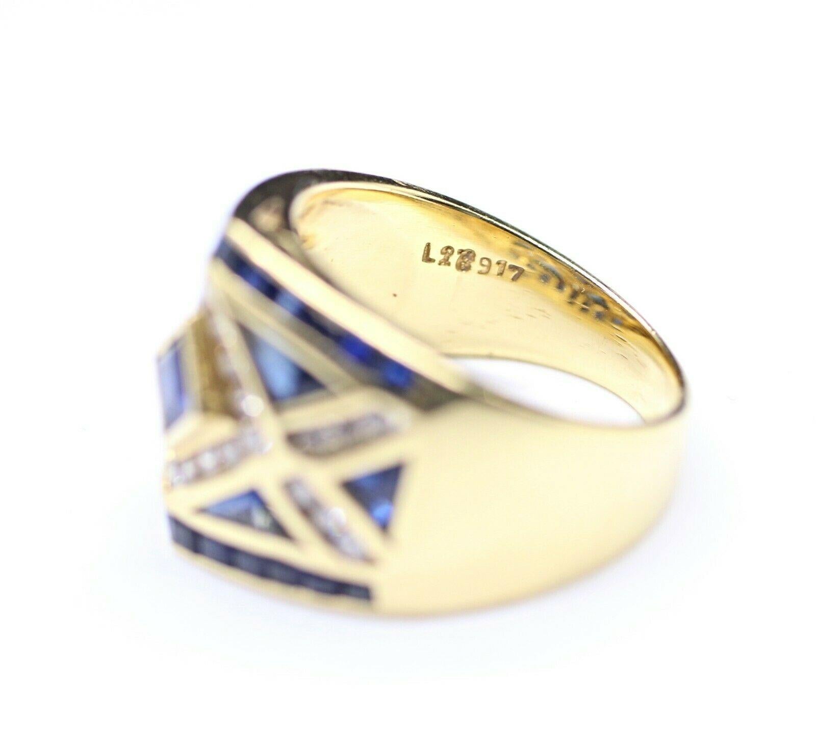 Taille ronde Bague LeVian en or jaune 18 carats, saphir bleu et diamant en vente