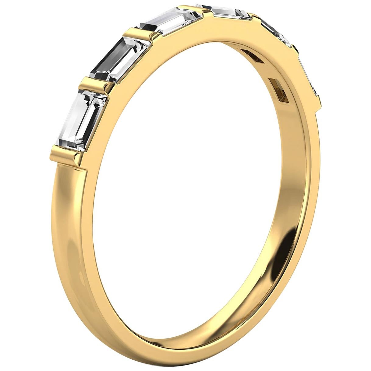 18K Yellow Gold Lindie Baguette Organic Design Diamond Ring '1/2 Ct. Tw' For Sale