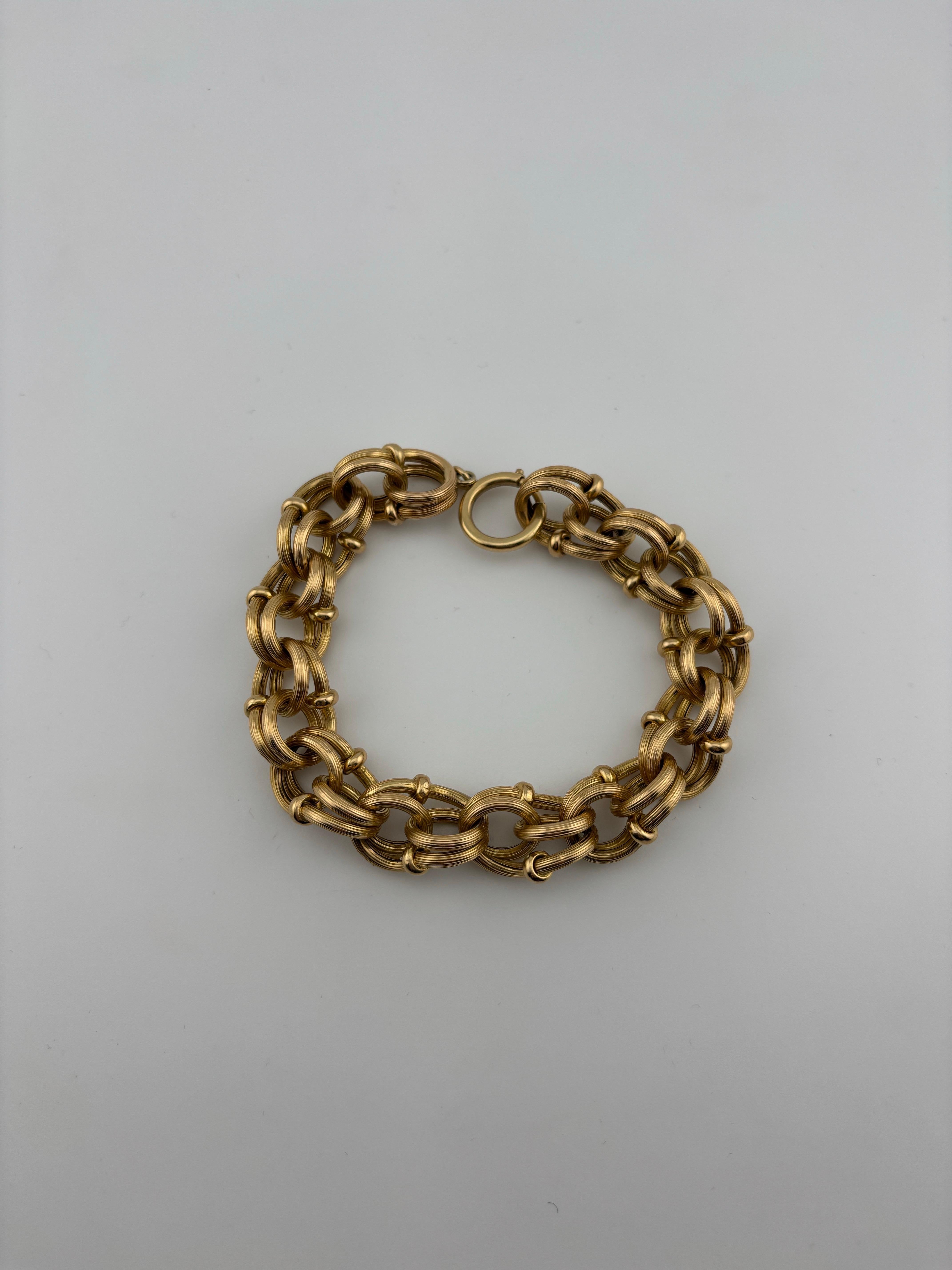 18k Yellow Gold Link Bracelet/14k Clasp For Sale 7