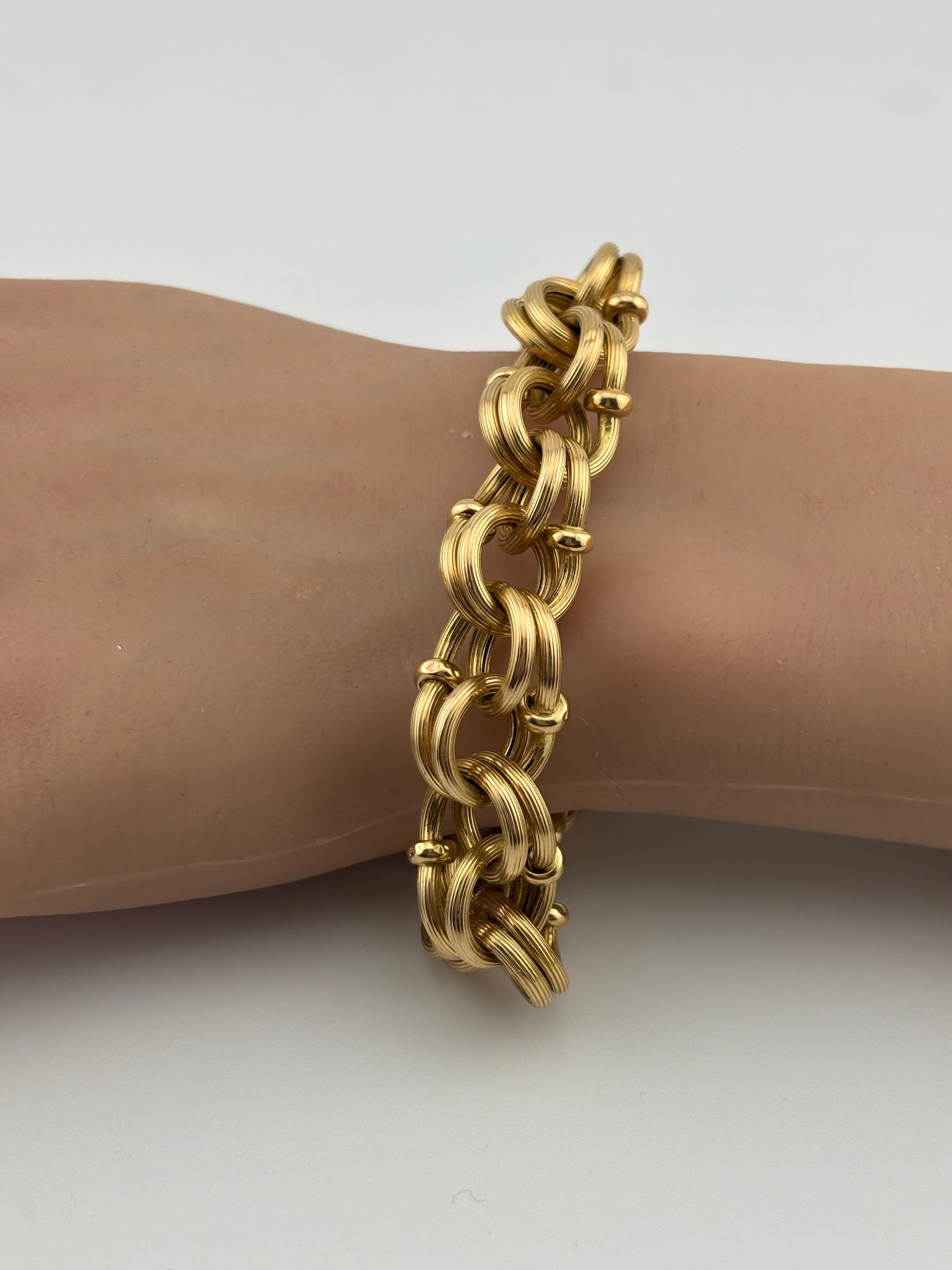 18k Yellow Gold Link Bracelet/14k Clasp For Sale 1