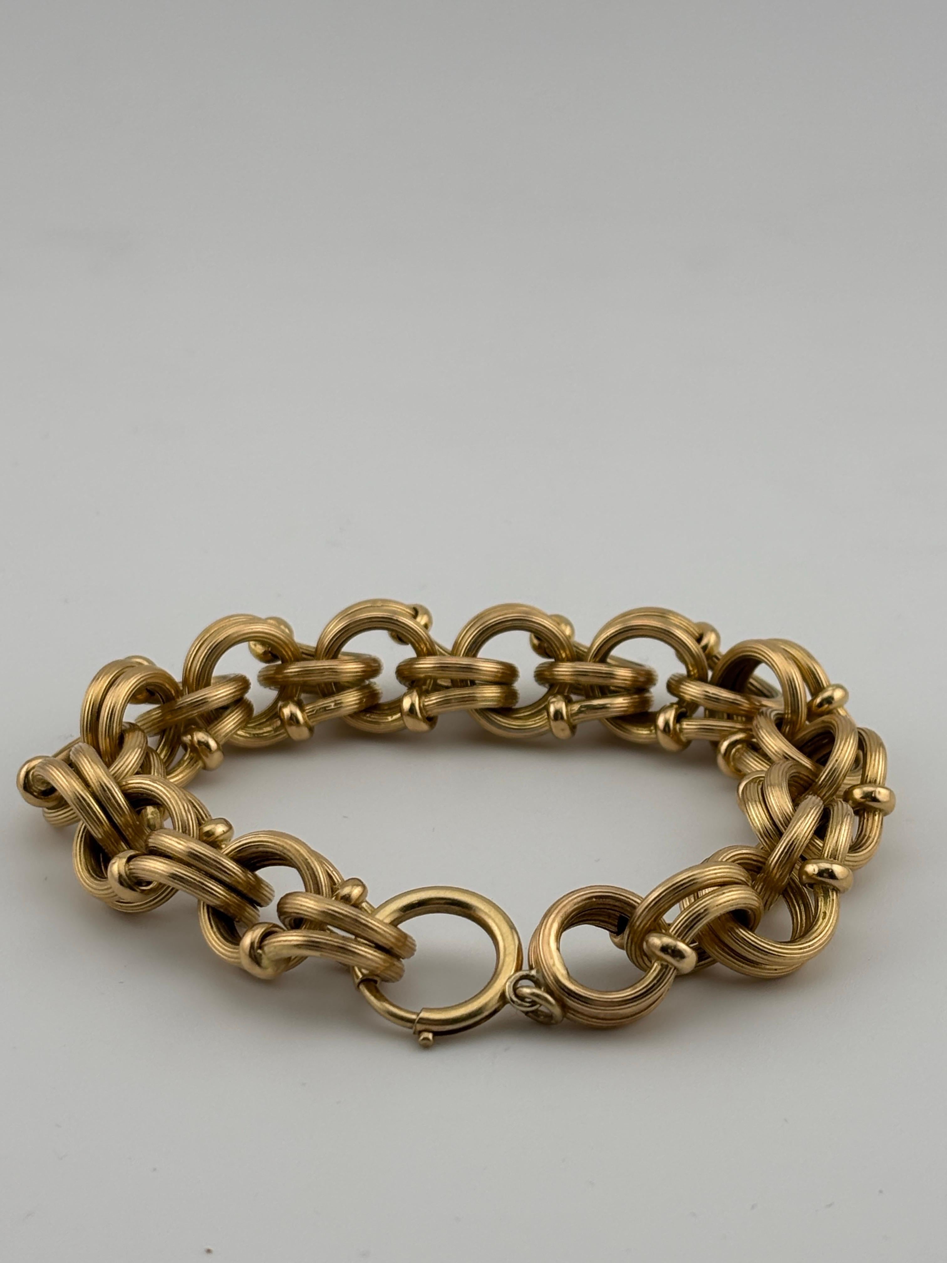 18k Yellow Gold Link Bracelet/14k Clasp For Sale 2