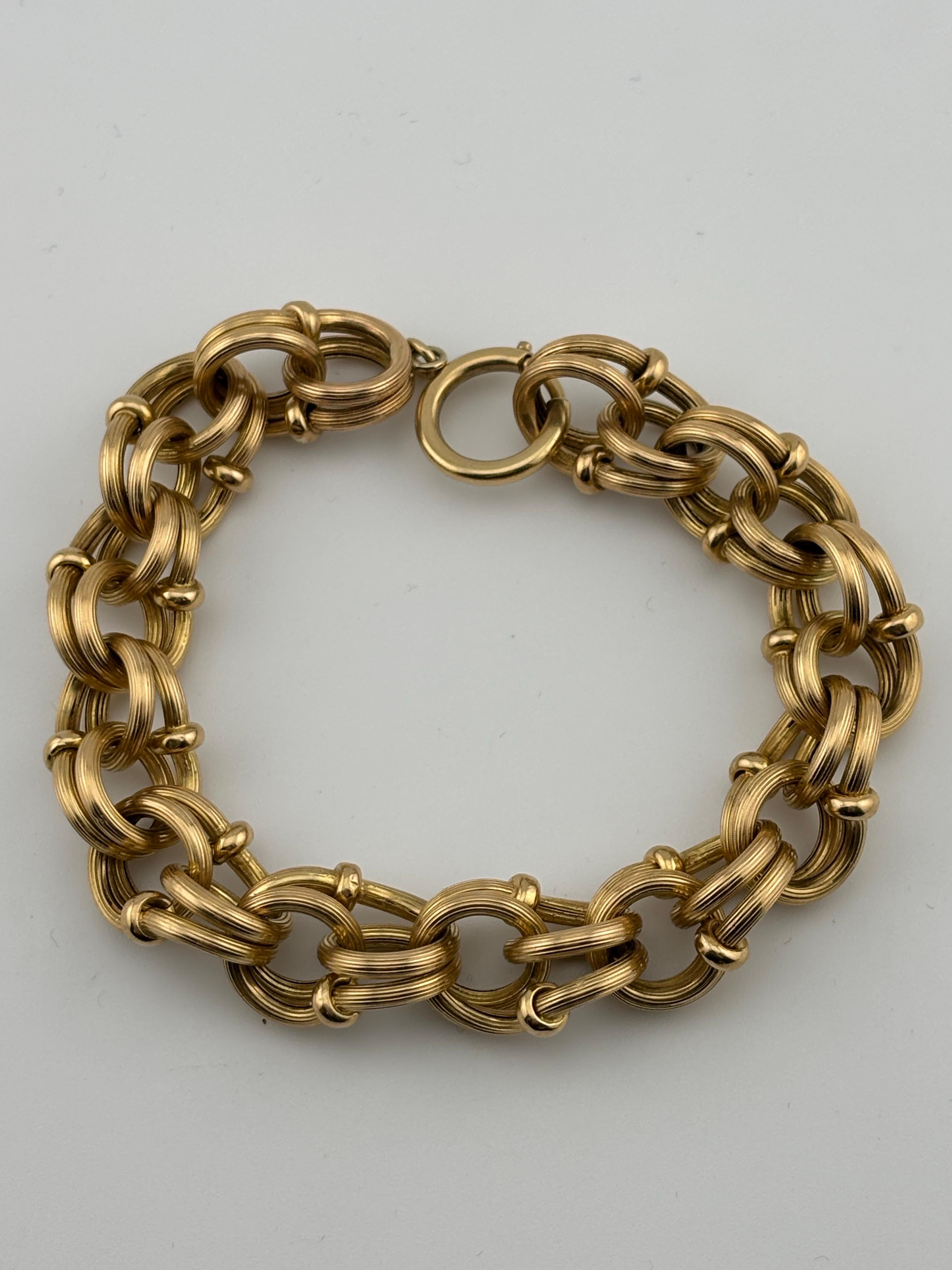 18k Yellow Gold Link Bracelet/14k Clasp For Sale 3