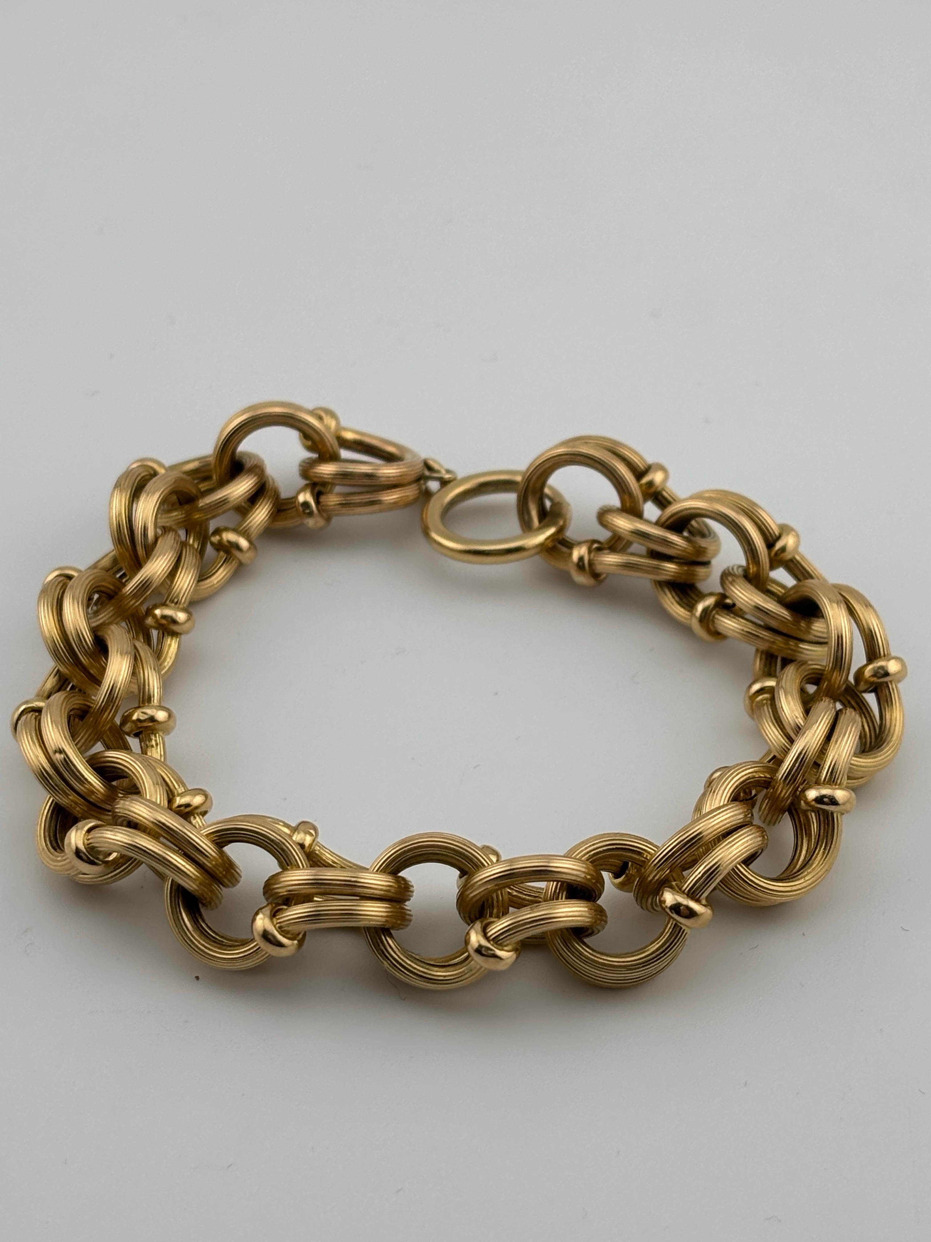 18k Yellow Gold Link Bracelet/14k Clasp For Sale 4