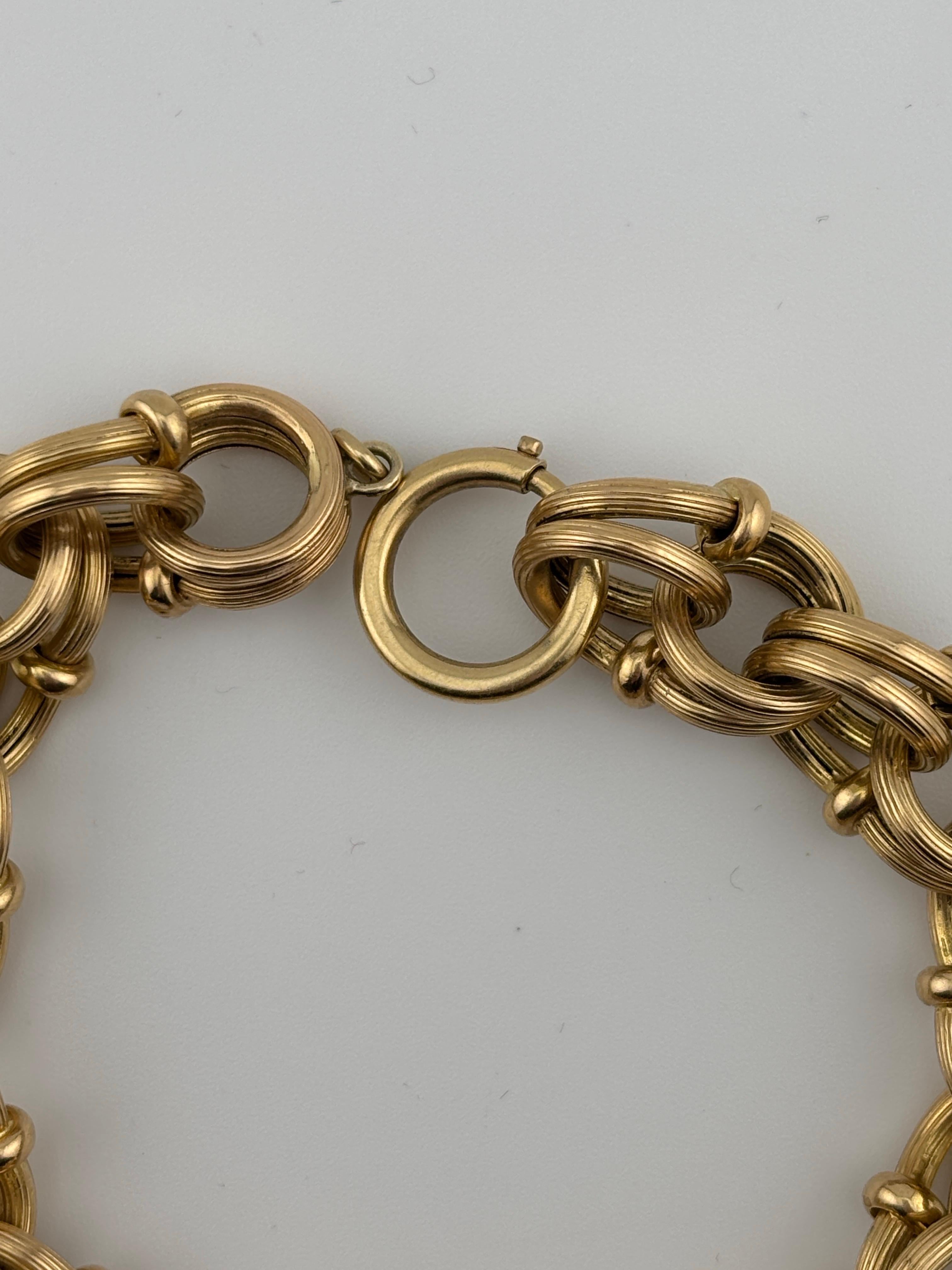 18k Yellow Gold Link Bracelet/14k Clasp For Sale 5