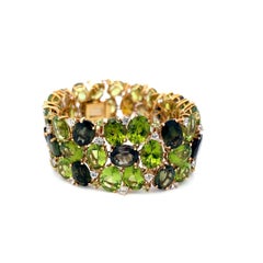18K Yellow Gold Link Bracelet 2.28 Carat Semi Precious Stone 142.5 Carat Peridot