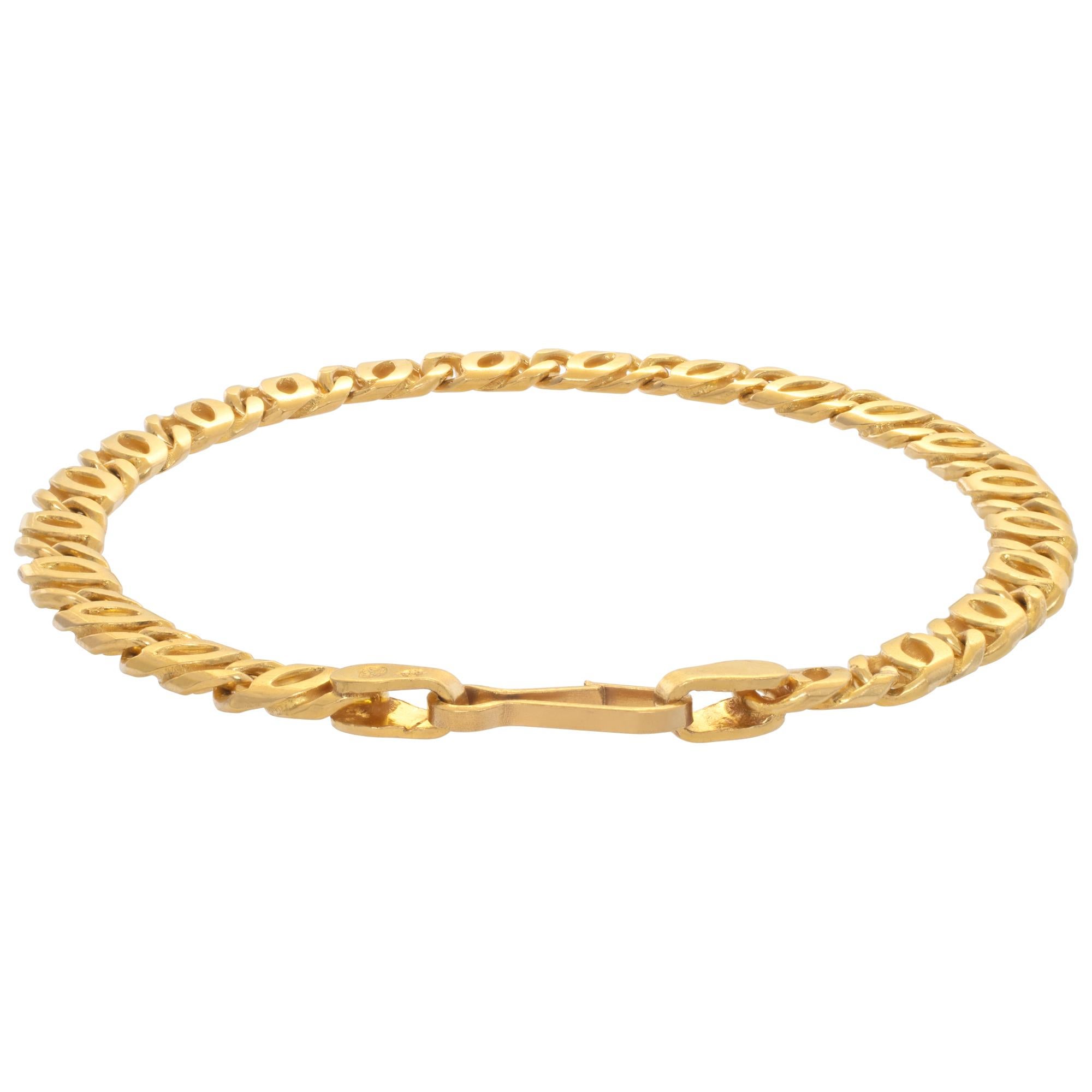 18k yellow gold link bracelet In Excellent Condition For Sale In Surfside, FL