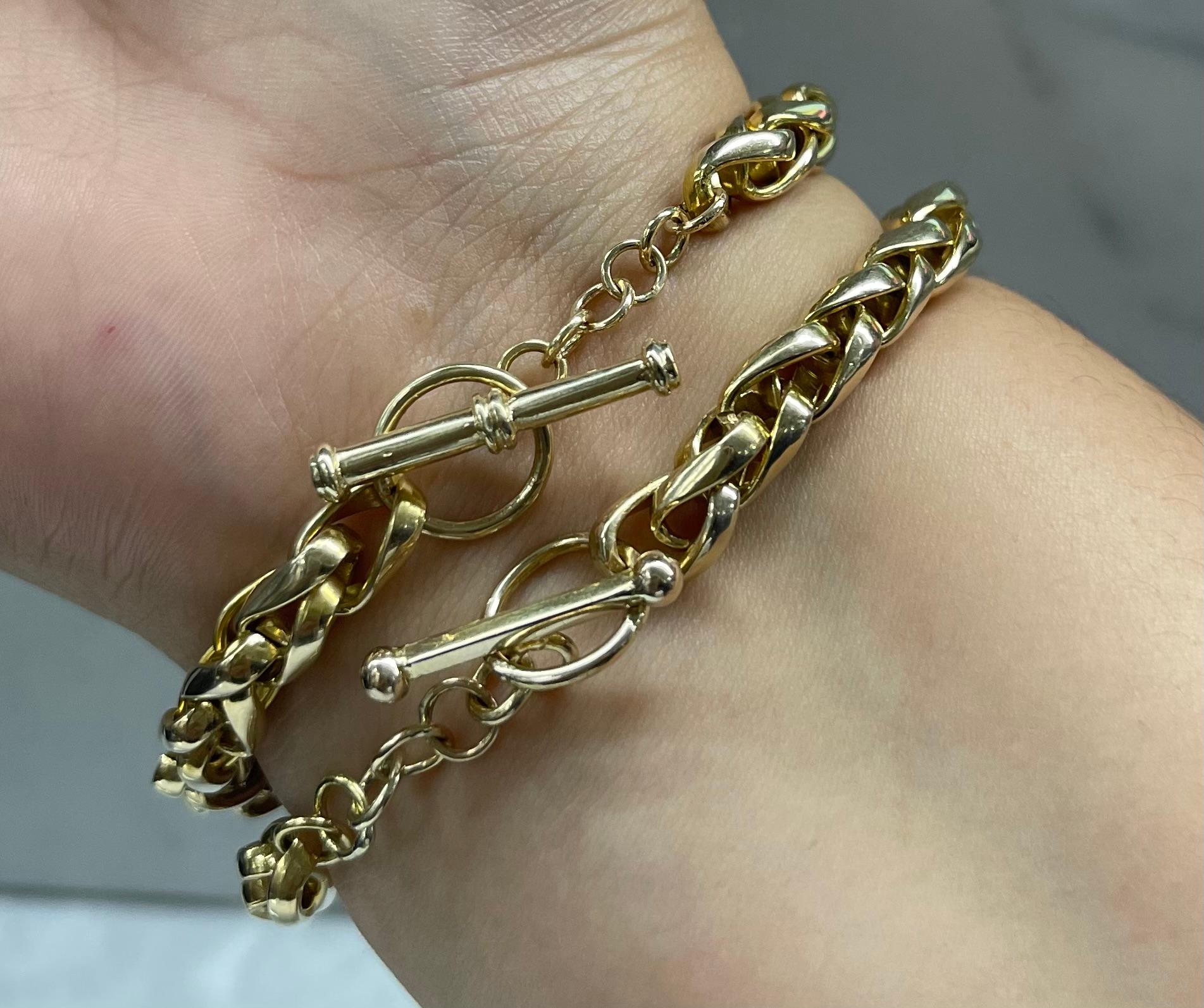 Women's or Men's 18K Yellow Gold Link Chain Bracelet  For Sale