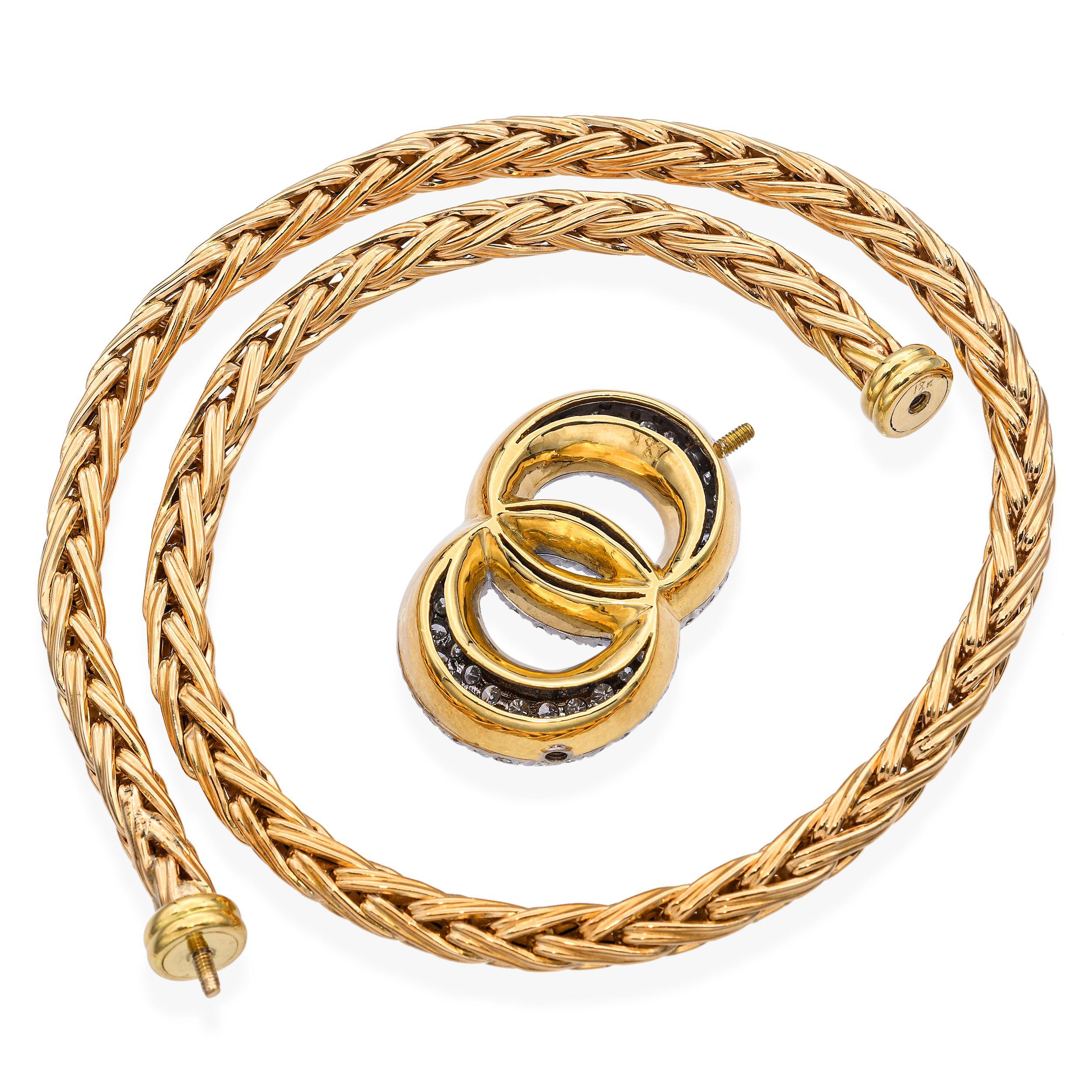 Donna 18k Yellow Gold Linked 3.4tcw Diamond Pave Rope Necklace in vendita
