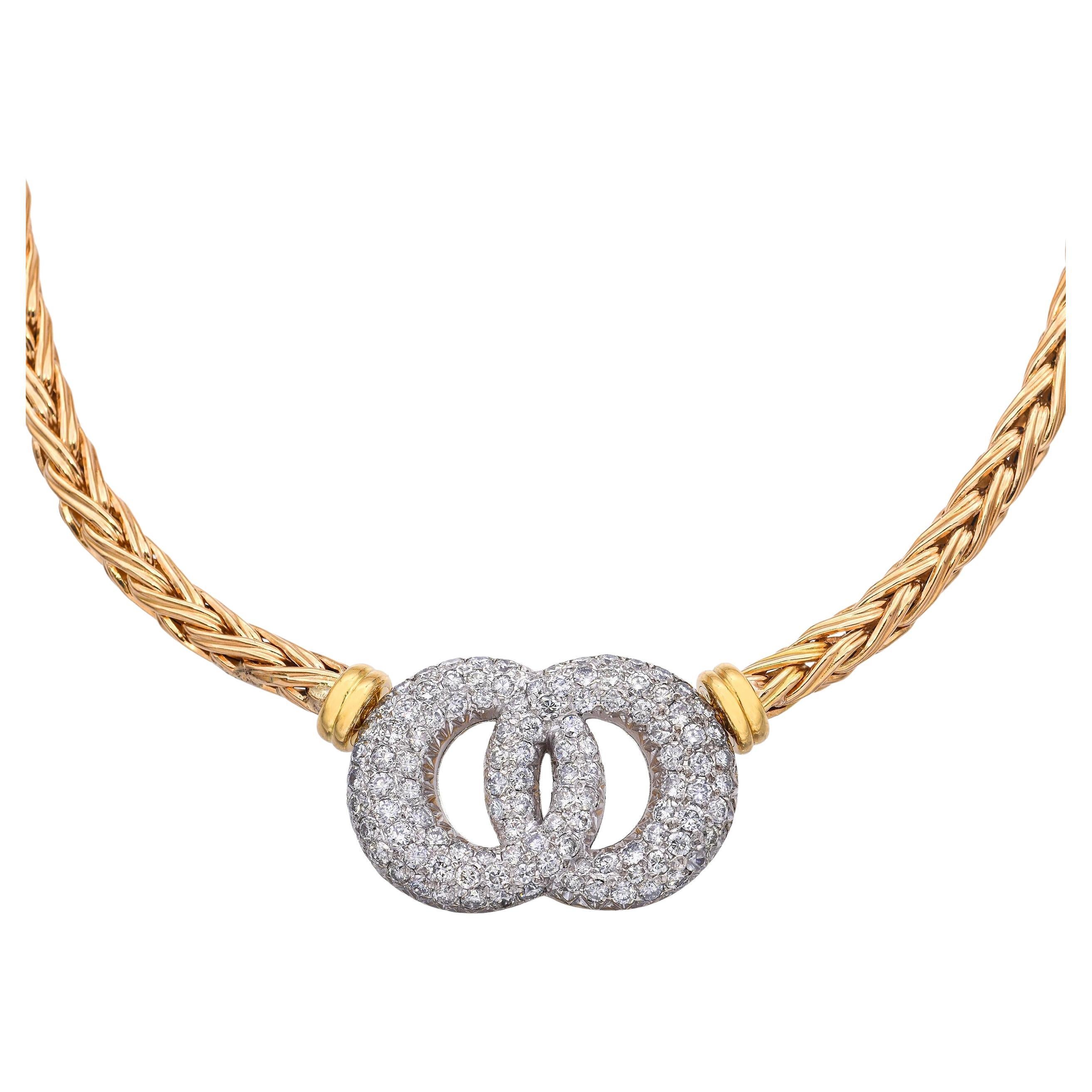 18k Yellow Gold Linked 3.4tcw Diamond Pave Rope Necklace