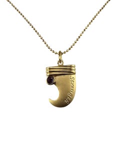 18K Yellow Gold Lion Claw "Strength" Pendant Necklace #24602