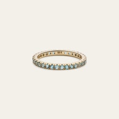 18K Yellow Gold London Blue Topaz Memoire Ring, Size 52