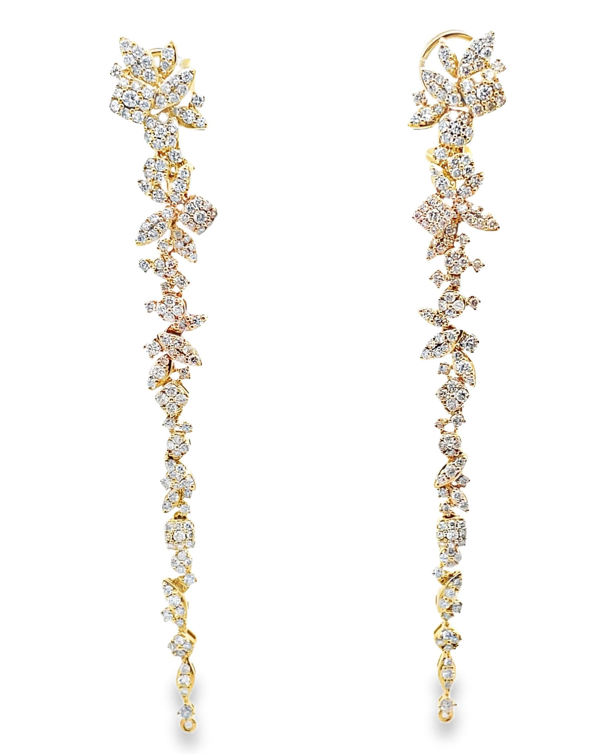 18 Karat Gelbgold Lange und kurze umwandelbare Diamant-Ohrringe (Zeitgenössisch)