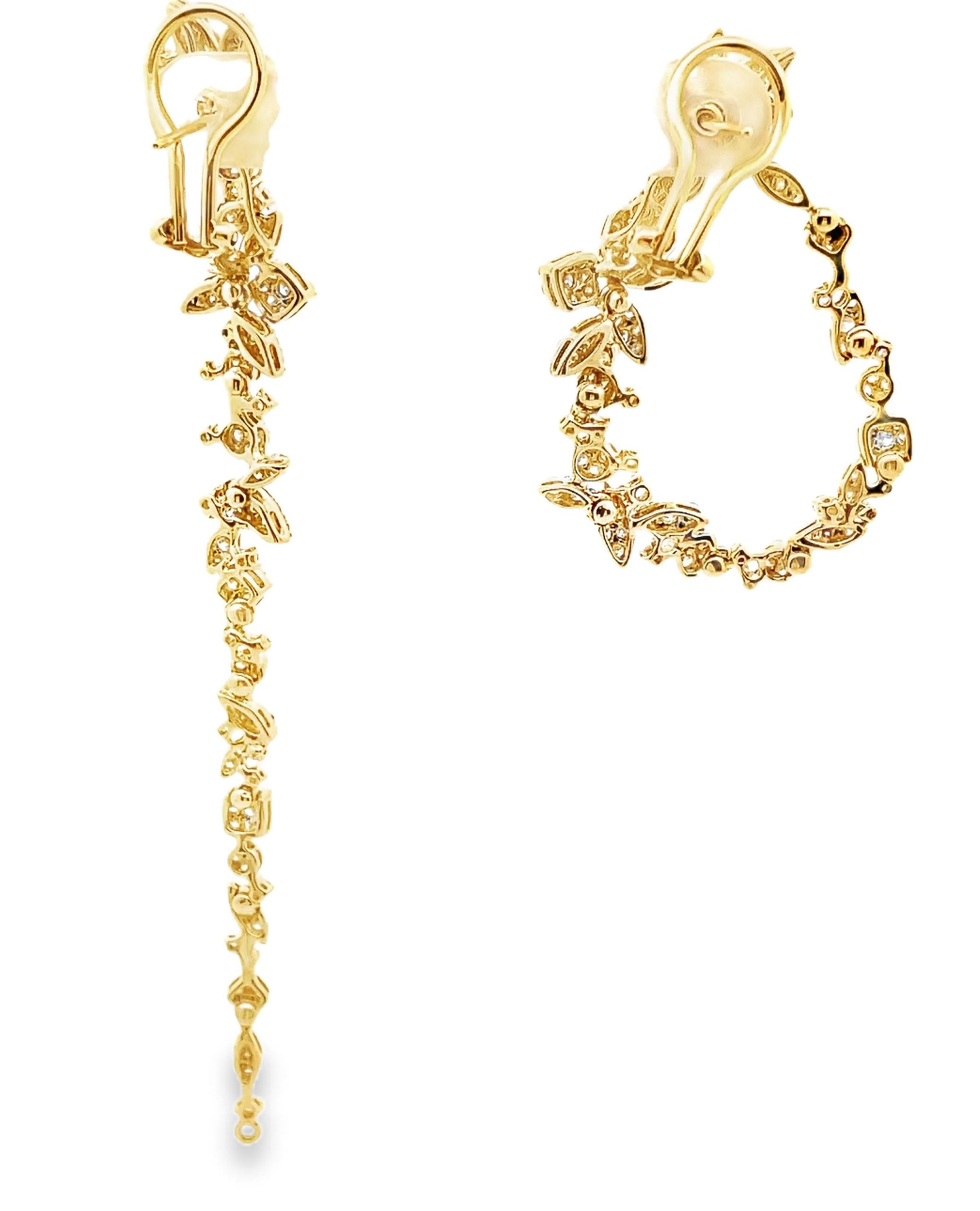 18 Karat Gelbgold Lange und kurze umwandelbare Diamant-Ohrringe im Zustand „Neu“ in Old Tappan, NJ