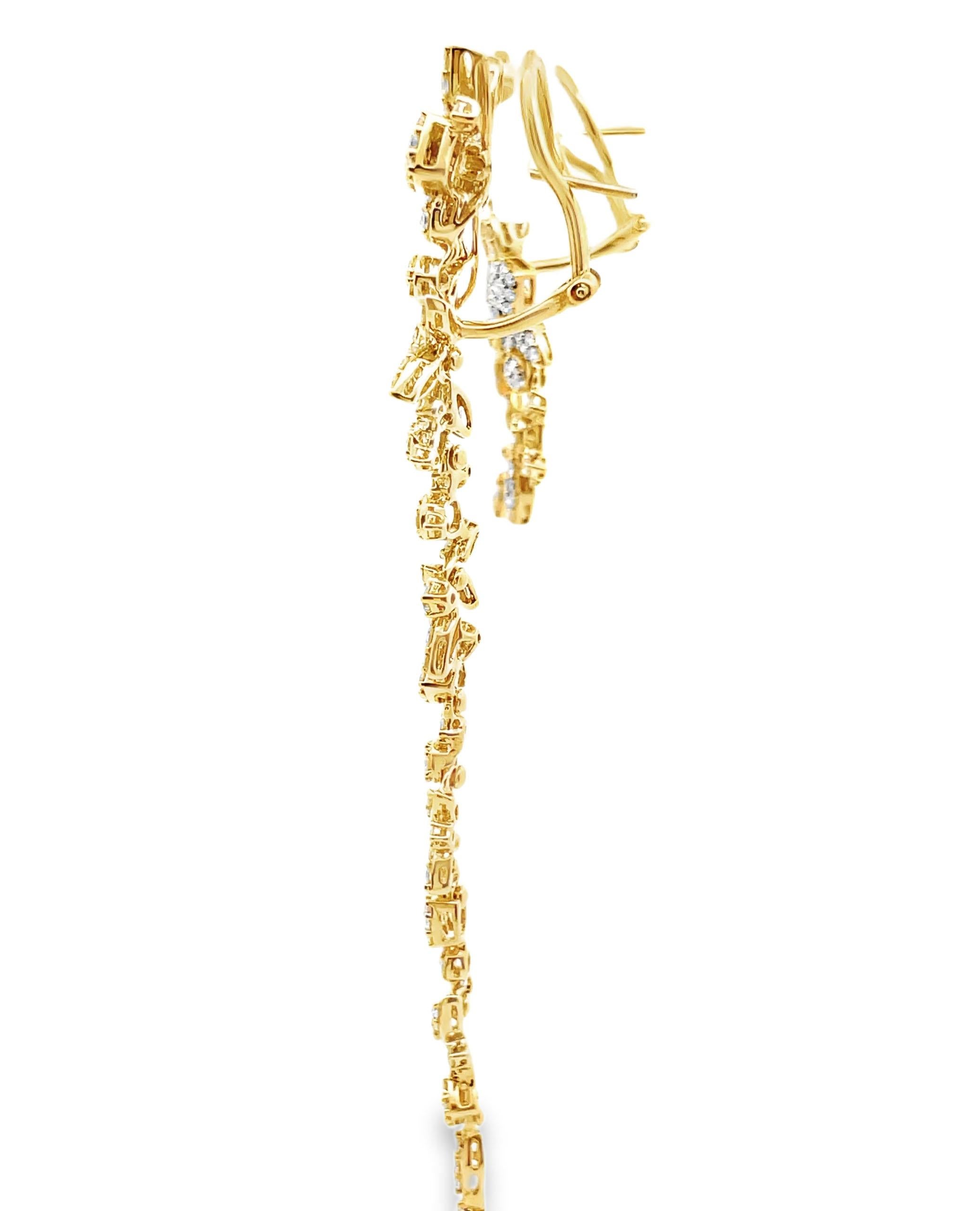 18 Karat Gelbgold Lange und kurze umwandelbare Diamant-Ohrringe 1