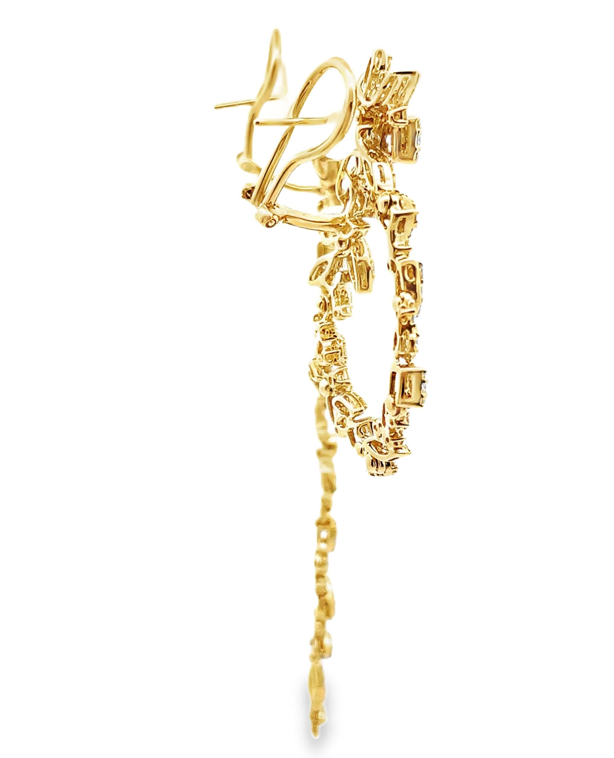 18 Karat Gelbgold Lange und kurze umwandelbare Diamant-Ohrringe 2
