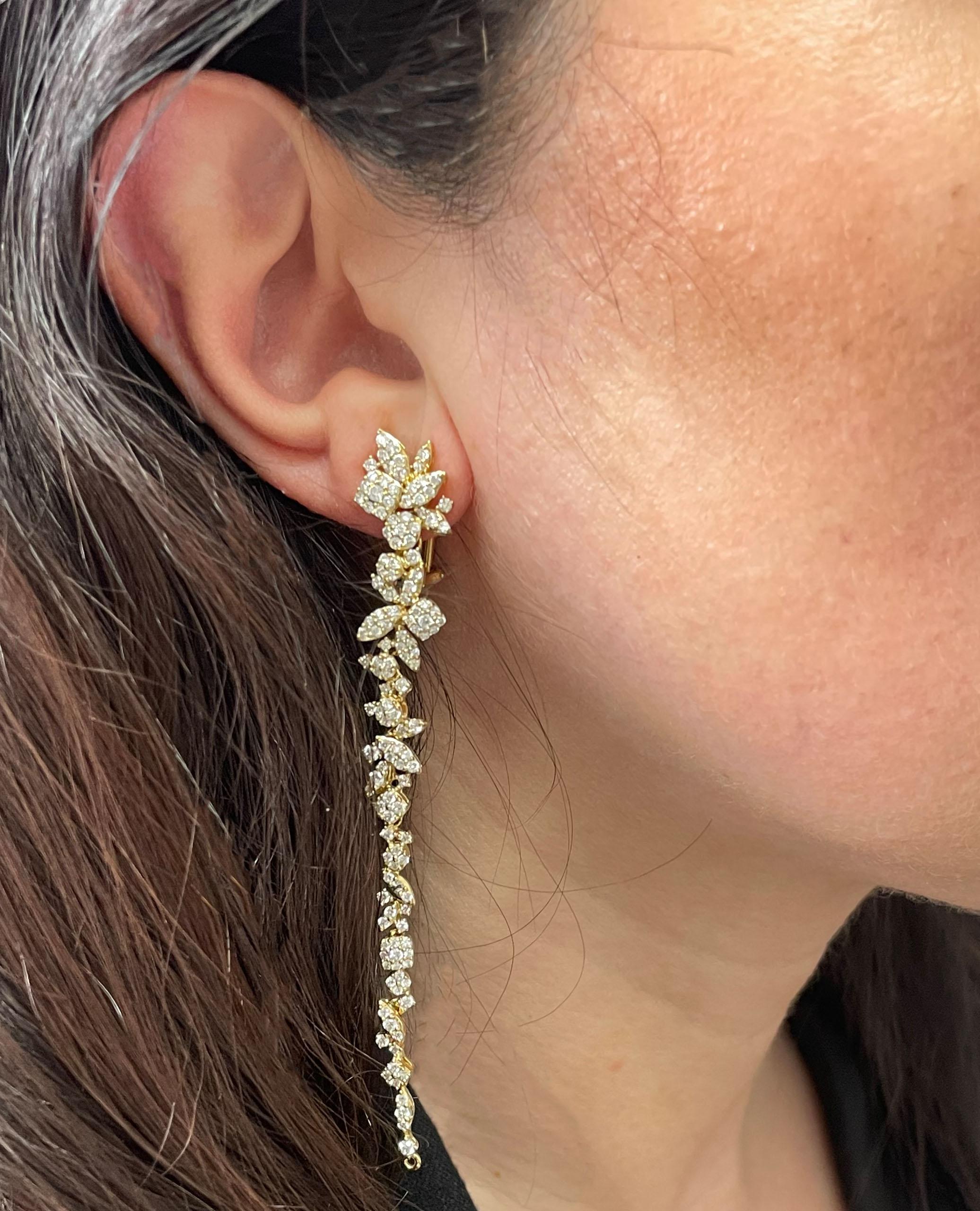 18 Karat Gelbgold Lange und kurze umwandelbare Diamant-Ohrringe 3