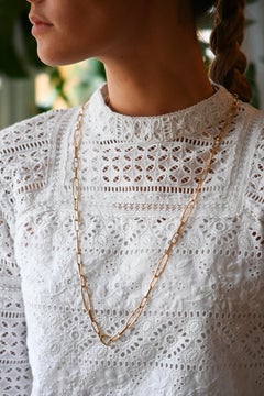 18K Yellow Gold Long Chain Necklace, 80cm, Versatile Design, Women's
