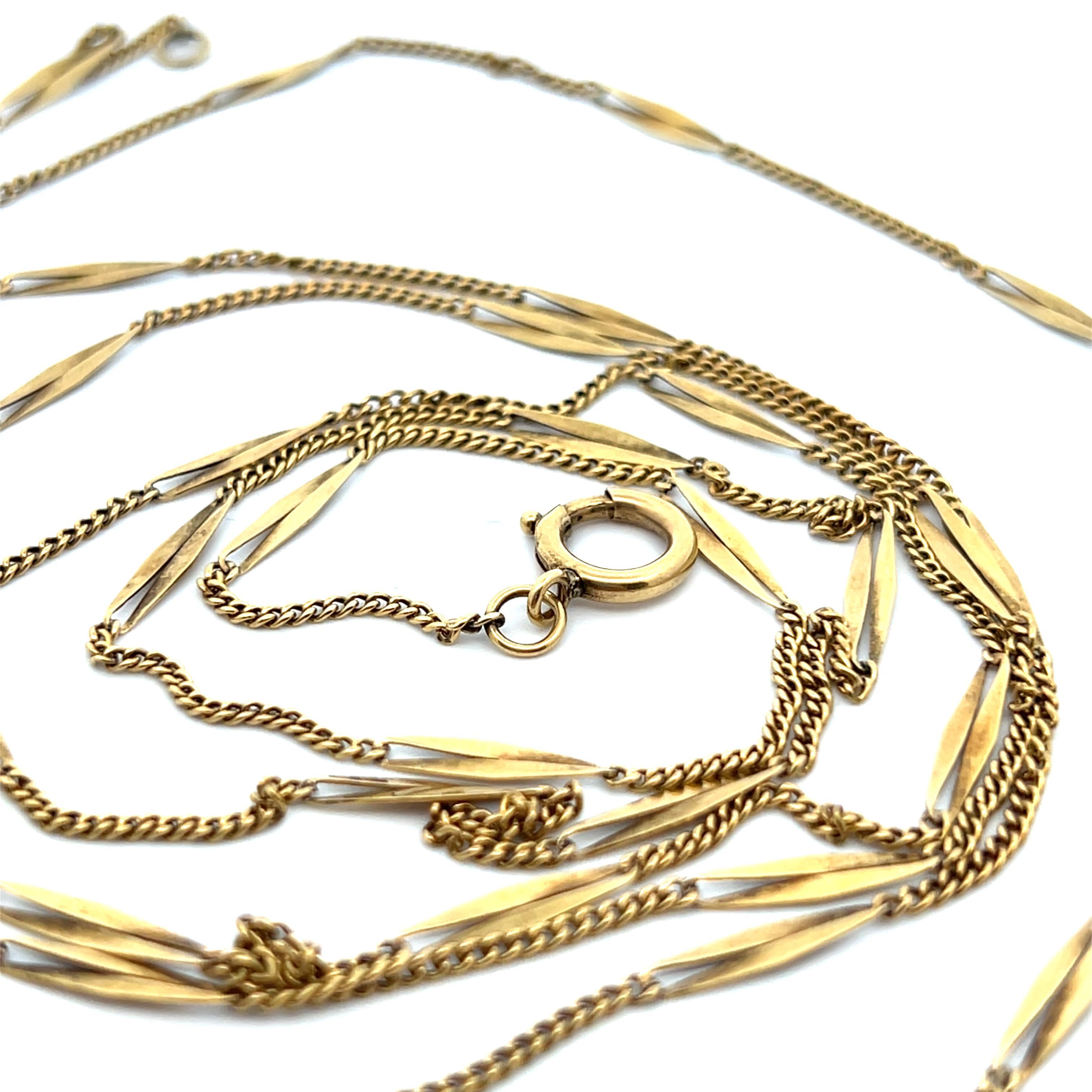Women's 18k Yellow Gold LONG French Bar Chain 61