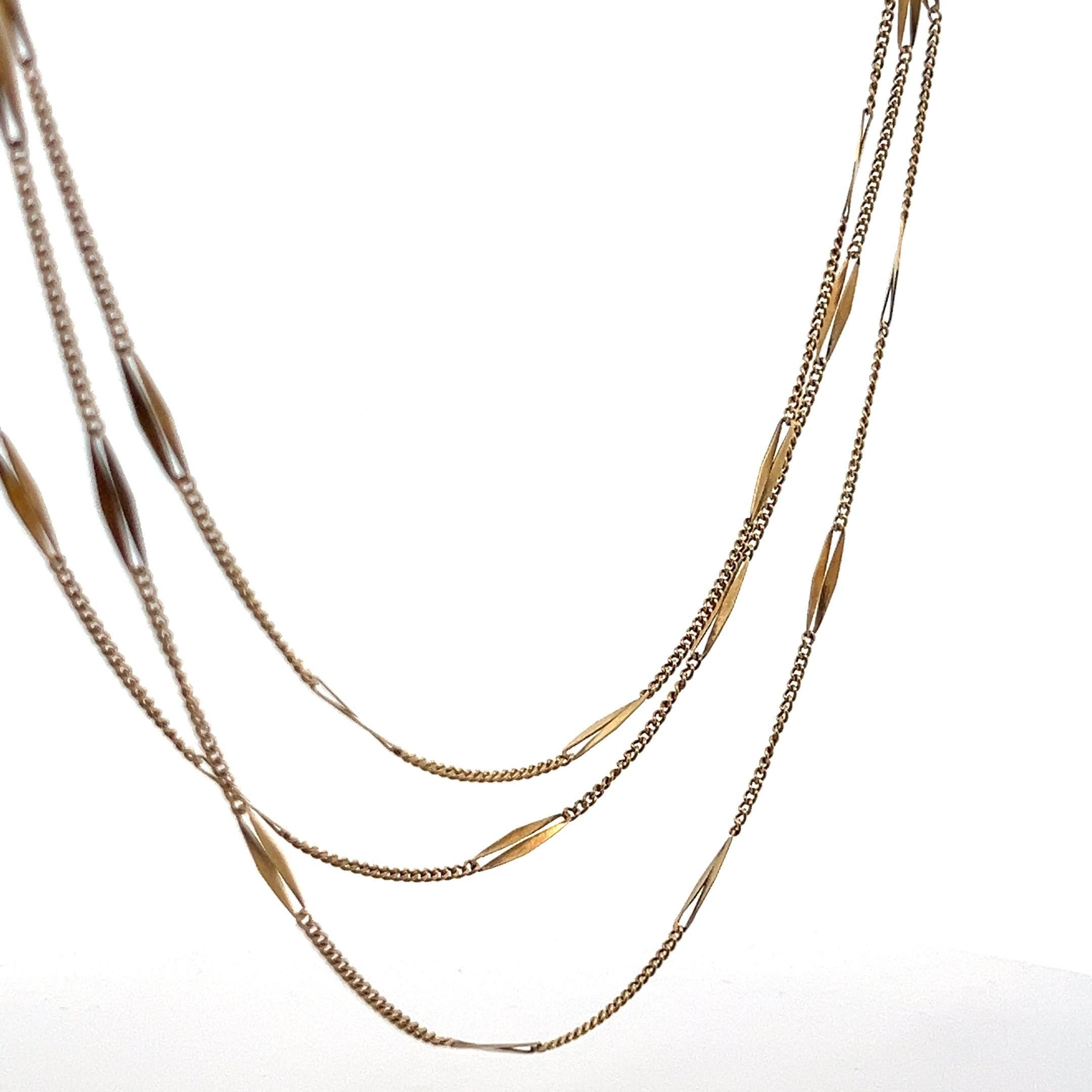 18k Yellow Gold LONG French Bar Chain 61