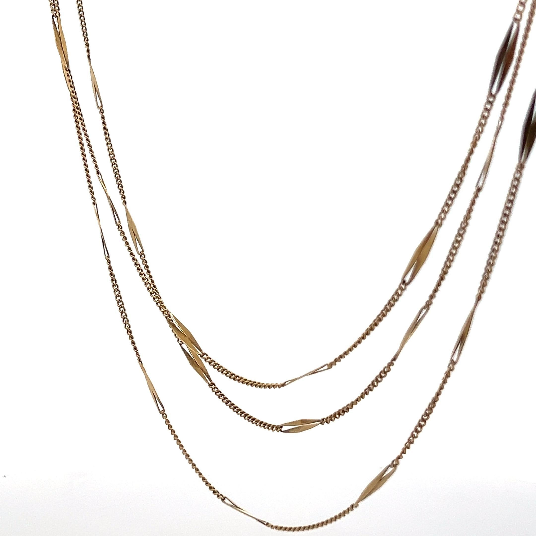 18k Yellow Gold LONG French Bar Chain 61