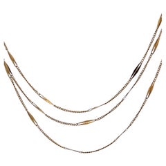 18k Yellow Gold LONG French Bar Chain 61"
