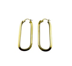 18K Yellow Gold Long Oval Paperclip Earrings #20681