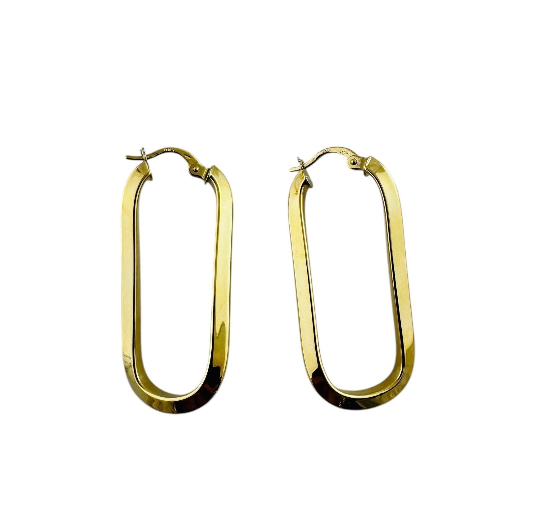 Women's 18K Yellow Gold Long Oval Paperclip Earrings #20681 For Sale