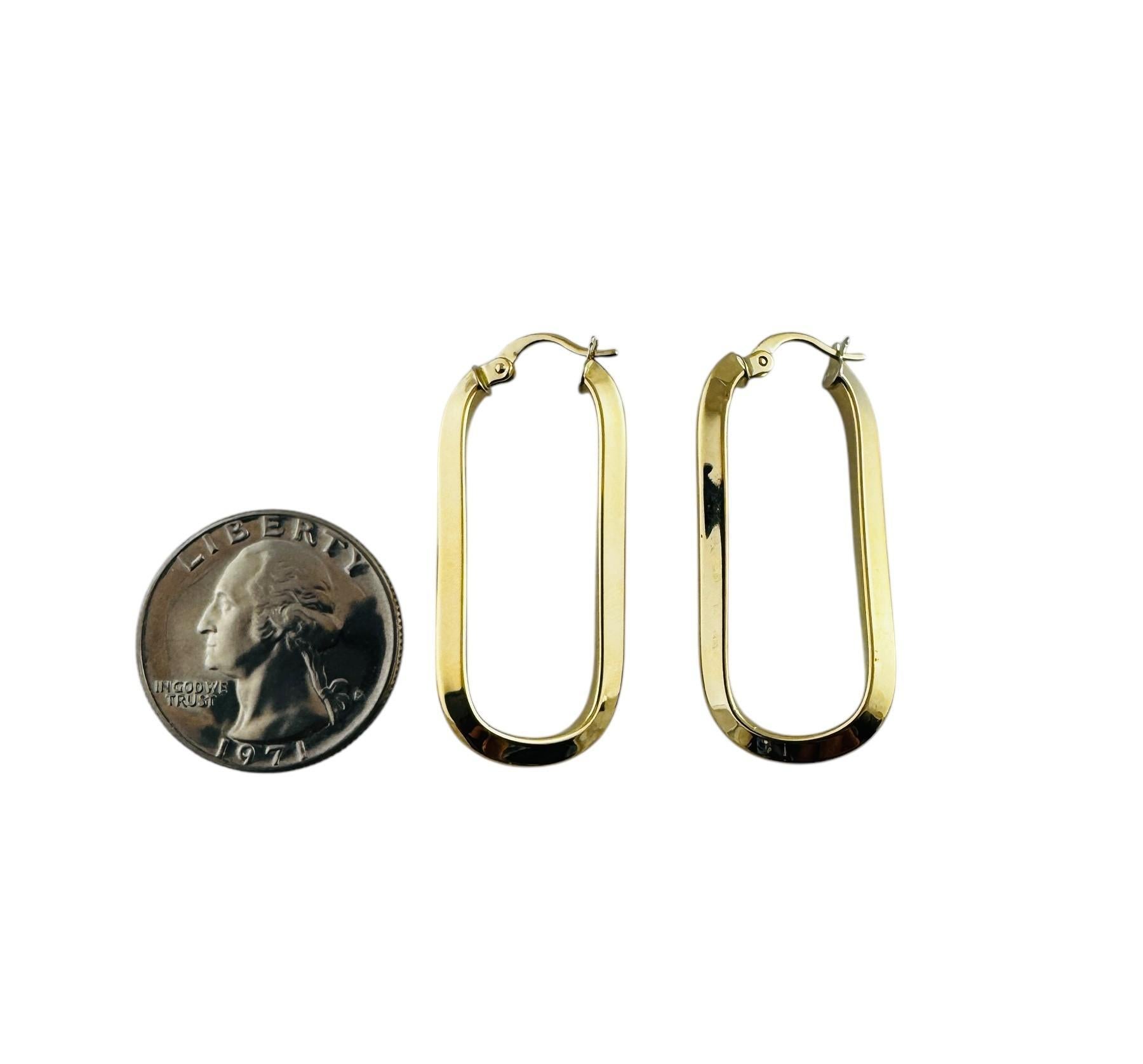 18K Yellow Gold Long Oval Paperclip Earrings #20681 For Sale 3
