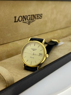 18K Yellow Gold Longines ref L74906 Presence Champagne Dial Ladies Watch, c2000s