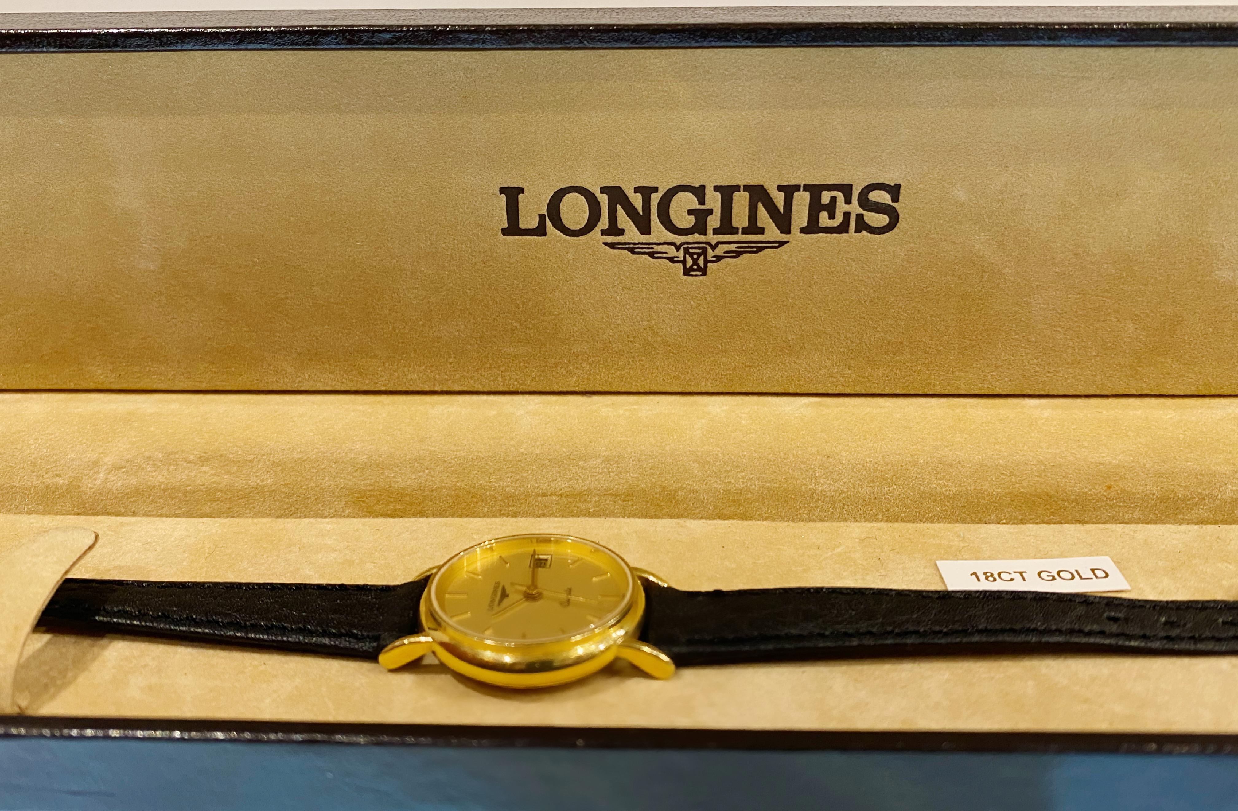 Reloj Longines de oro amarillo de 18 quilates ref L74906 Presence esfera champán para señora, c2000s en Excelente estado para la venta en MELBOURNE, AU