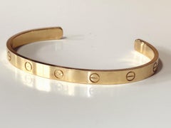 18K Yellow Gold Love Bracelet Open Cuff Size 19 by Cartier
