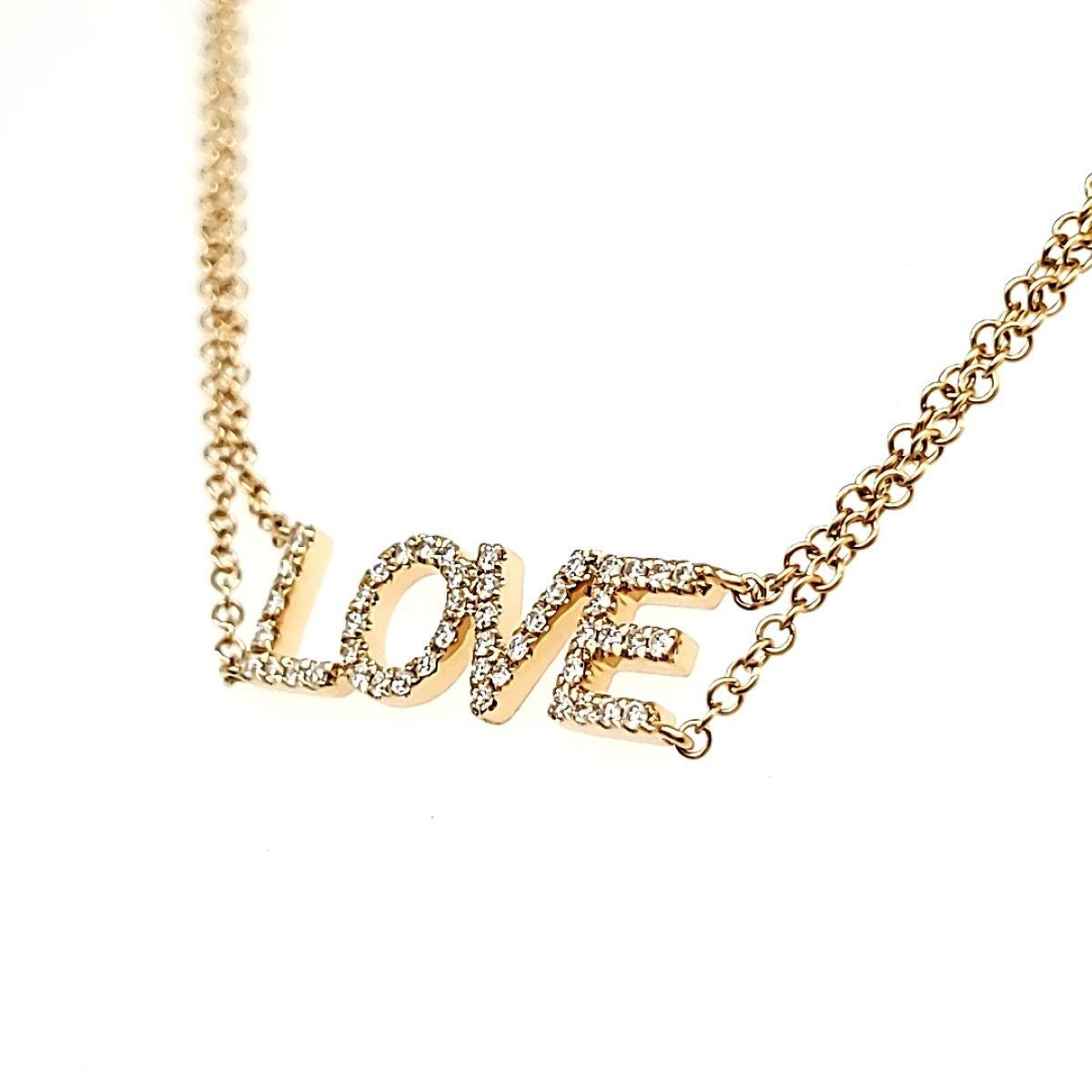 18 Karat Gelbgold LOVE Diamant Cts 0,15 Armband (Rundschliff) im Angebot