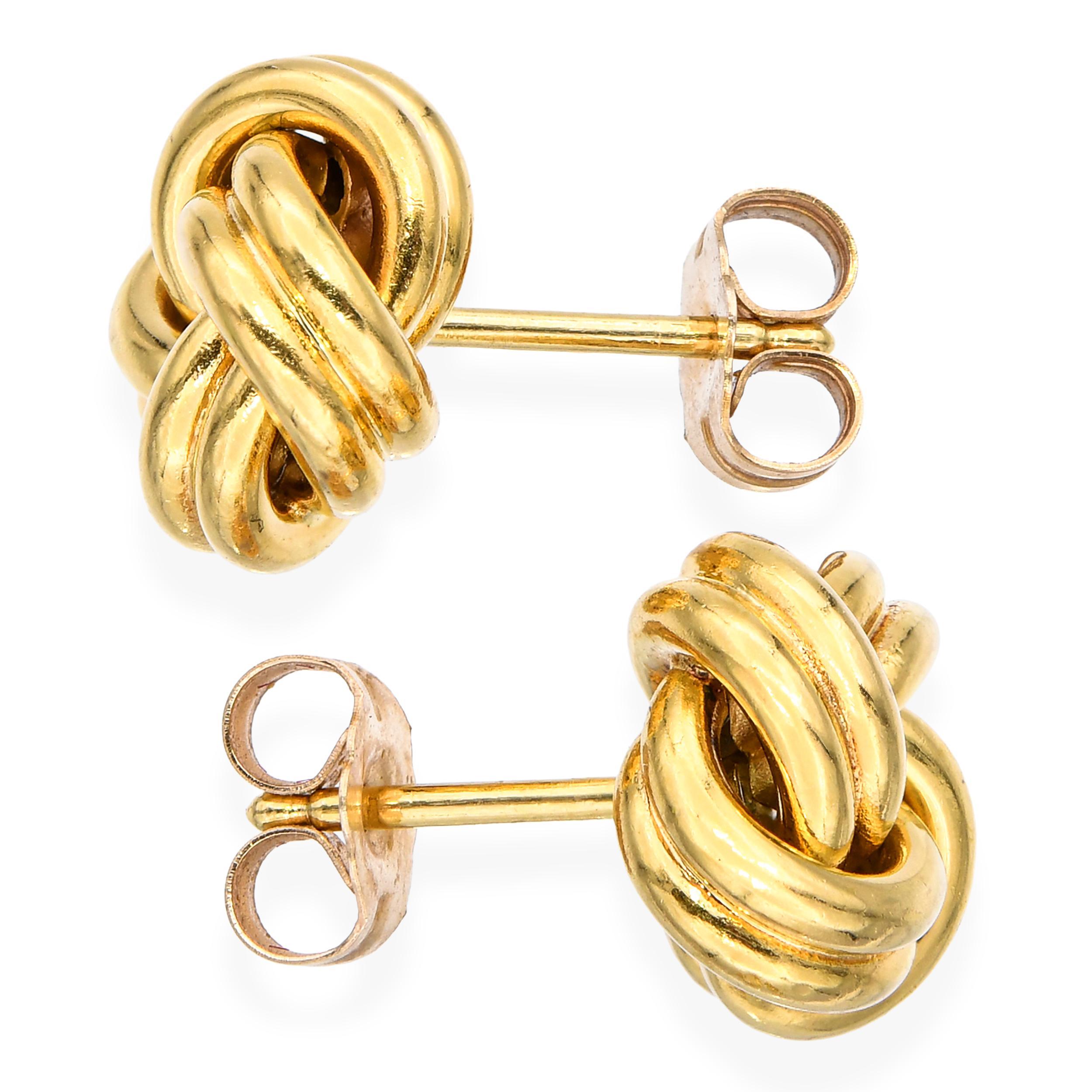 Boucles d'oreilles nœud d'amour en or jaune 18k Unisexe en vente