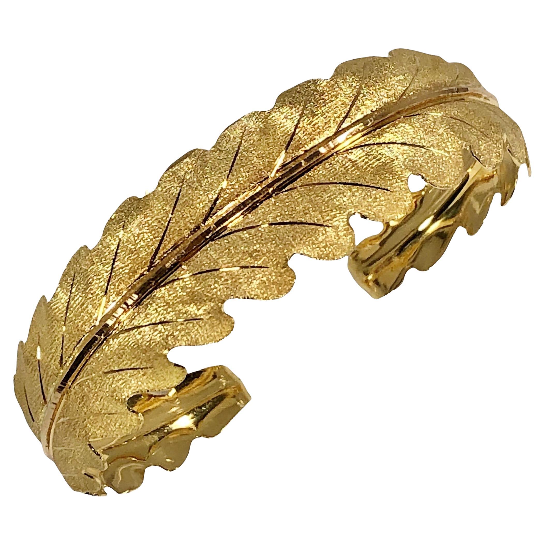 18k Yellow Gold M. Buccellati Laurel Leaf Bangle Bracelet