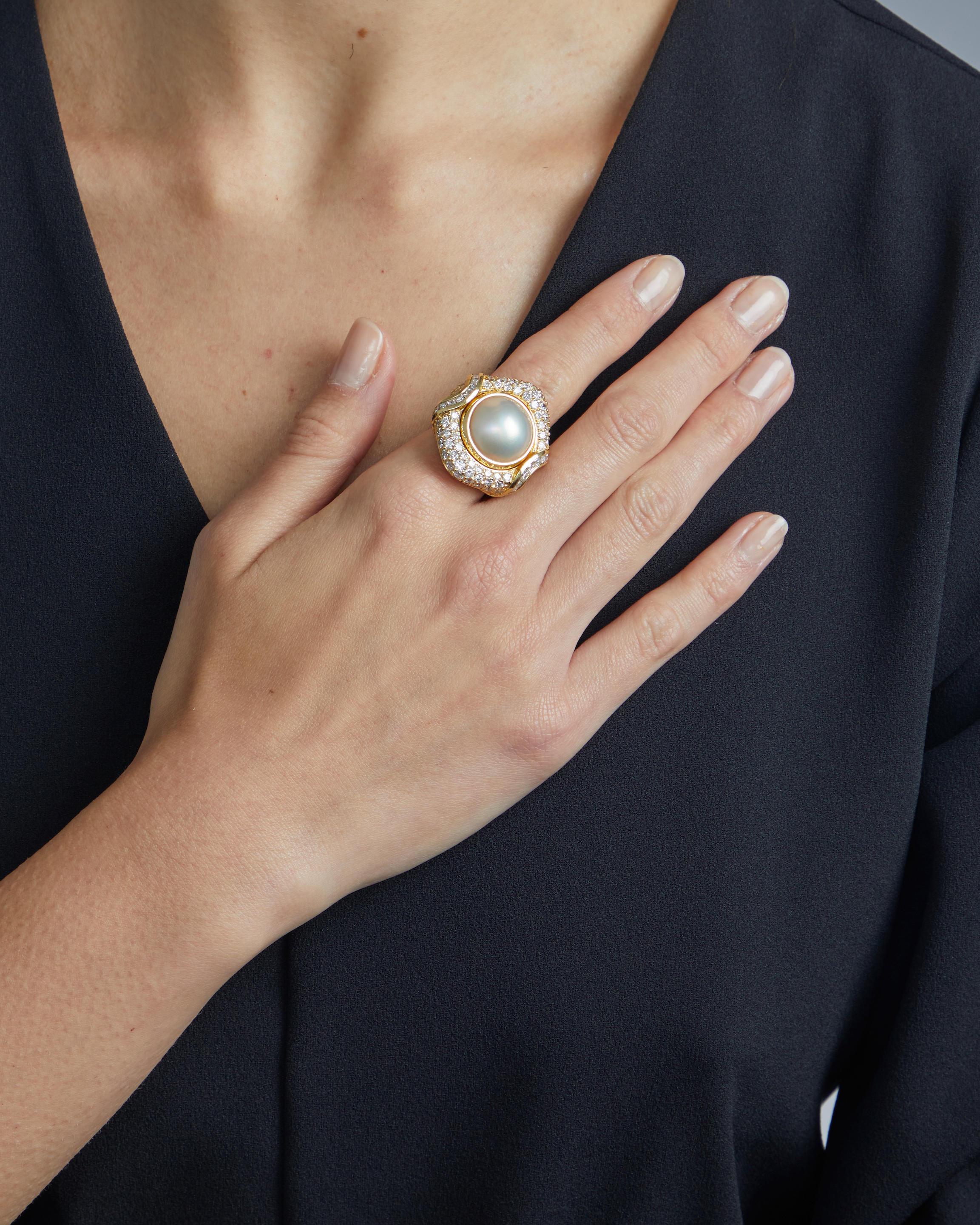 Bague Mabe en or jaune 18 carats et diamants de 2,75 carats, taille 5 1/4 en vente 3