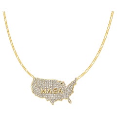 USA Karte 14K Gold Maga Halskette mit Anhänger