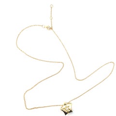 18k Yellow Gold Magic Lucky Puffed Star Necklace 0.05ct White Diamond