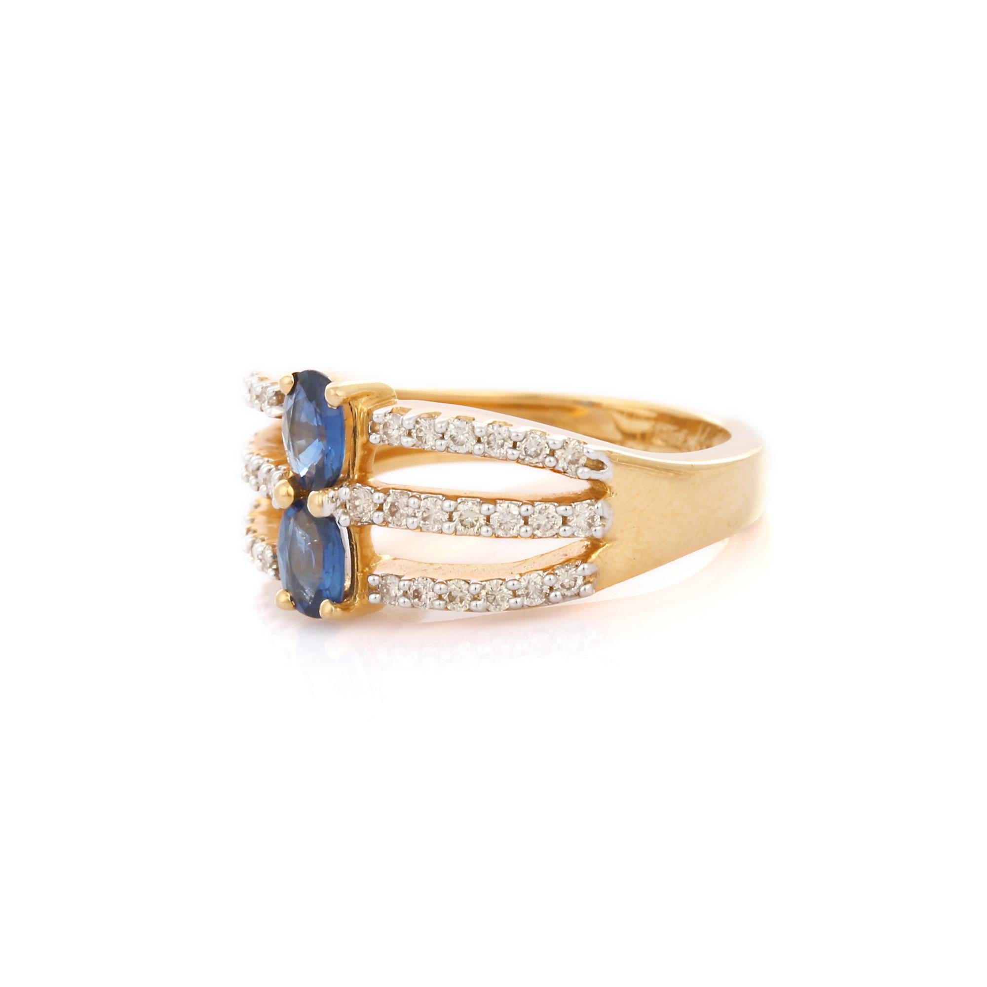 For Sale:  18K Yellow Gold Magnificent Blue Sapphire and Diamond Engagement Ring 3
