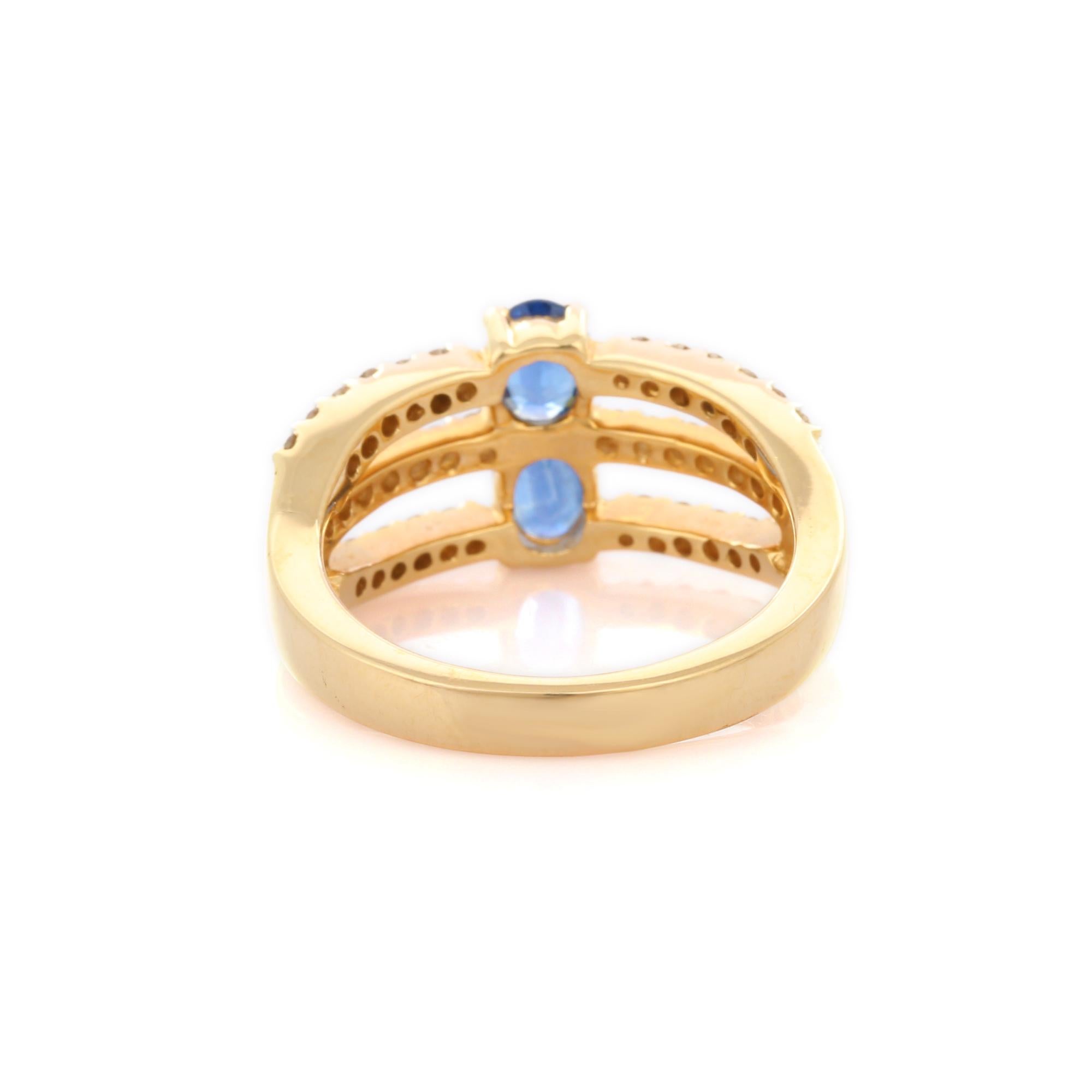For Sale:  18K Yellow Gold Magnificent Blue Sapphire and Diamond Engagement Ring 4