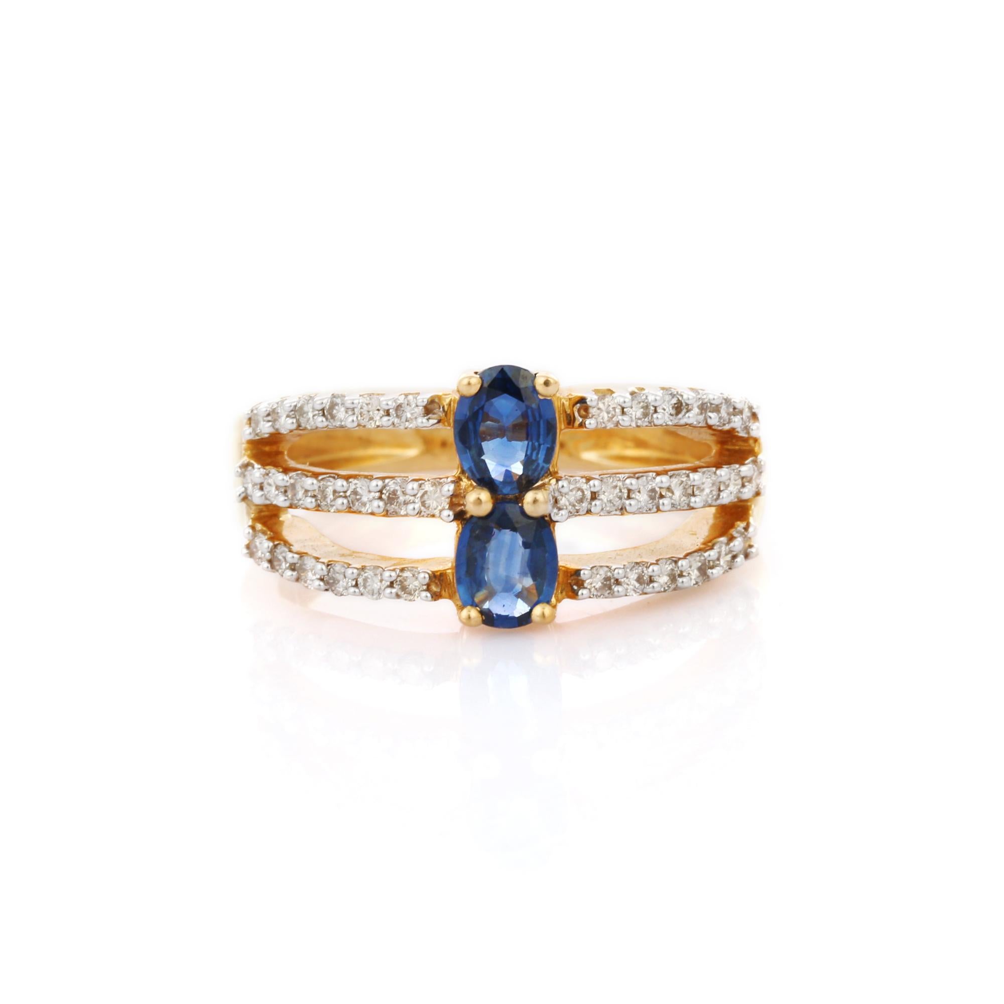 For Sale:  18K Yellow Gold Magnificent Blue Sapphire and Diamond Engagement Ring 5