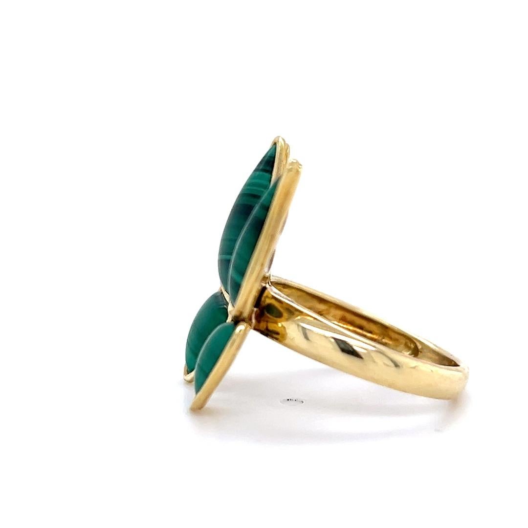 18k Yellow Gold Malachite Butterfly Ring In Good Condition For Sale In Towson, MD