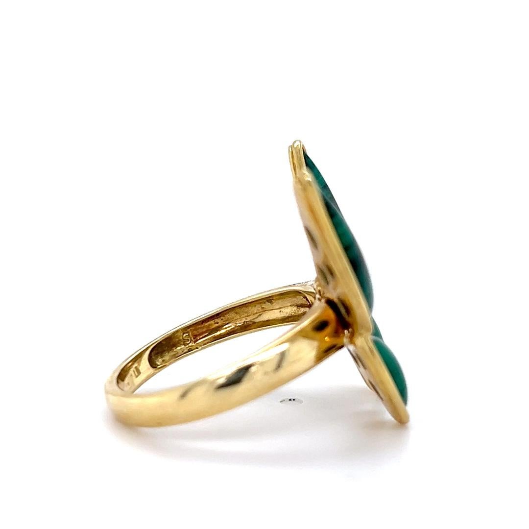 18k Yellow Gold Malachite Butterfly Ring For Sale 1
