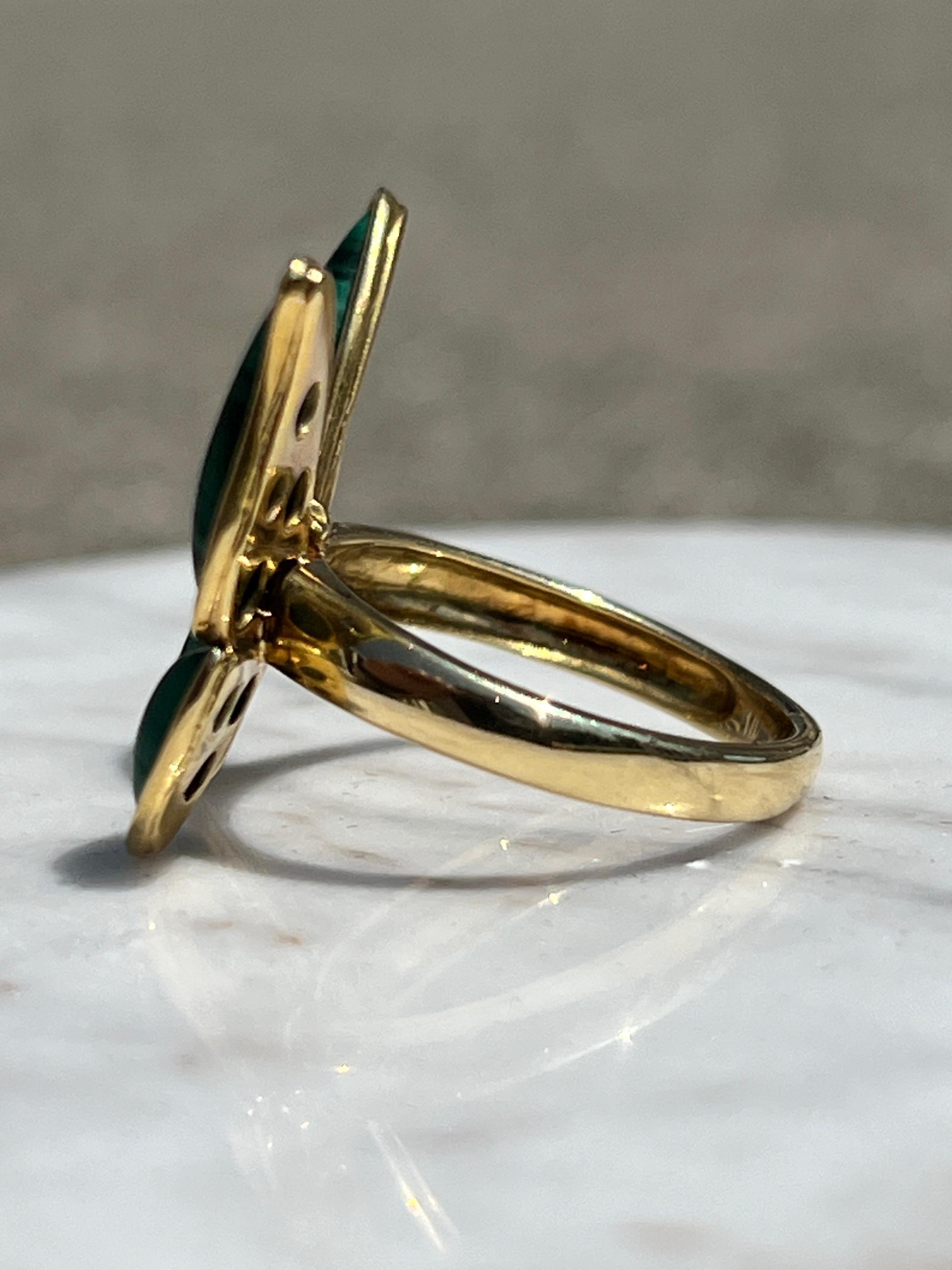 18k Yellow Gold Malachite Butterfly Ring For Sale 3