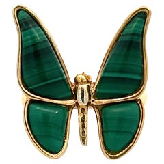 18k Yellow Gold Malachite Butterfly Ring
