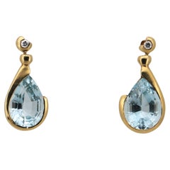 18k yellow gold Manfredi aquamarine and diamond earrings