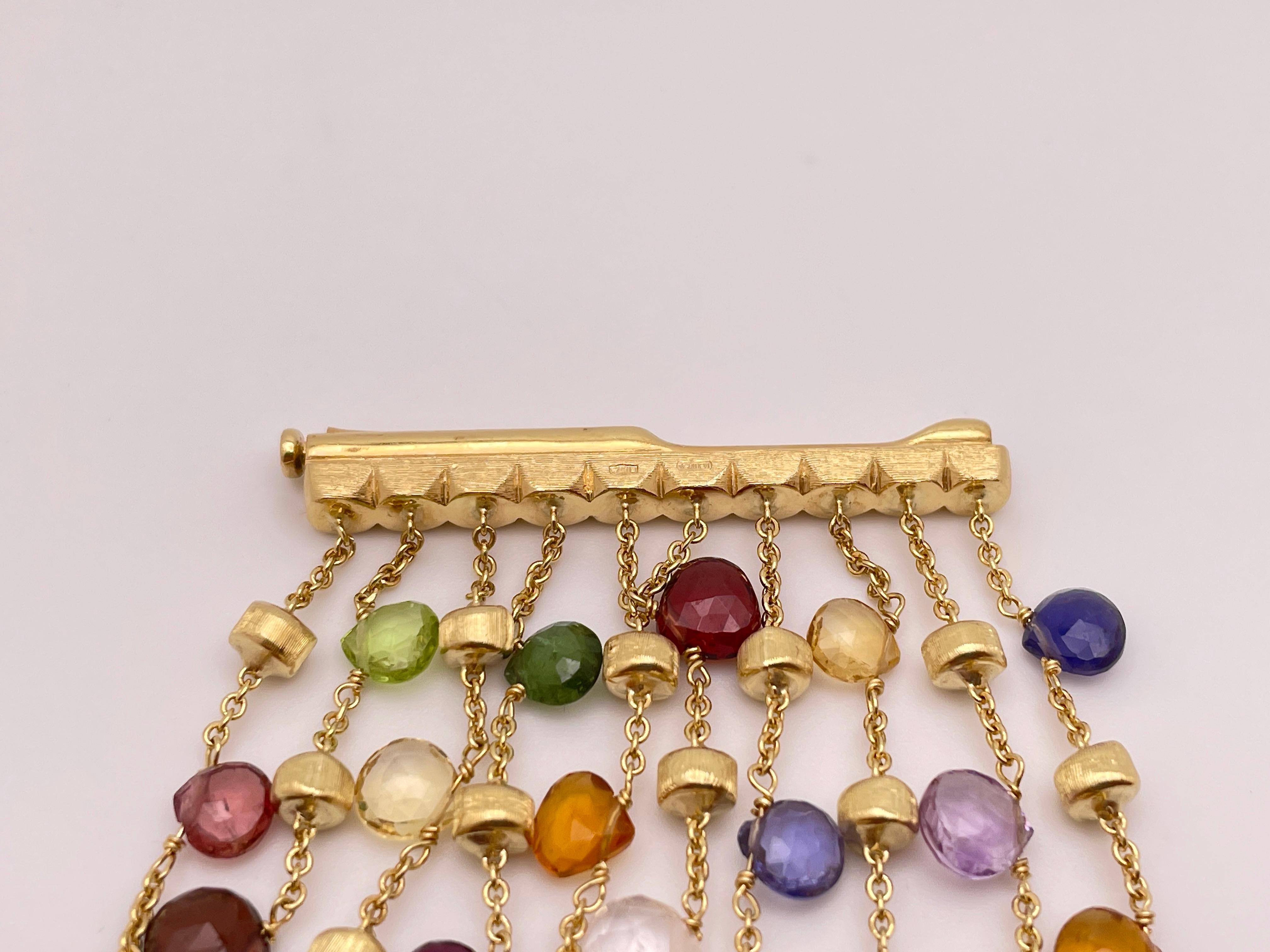 18K Yellow Gold Marco Bicego Multi-Color Stone Strand Bracelet For Sale 6