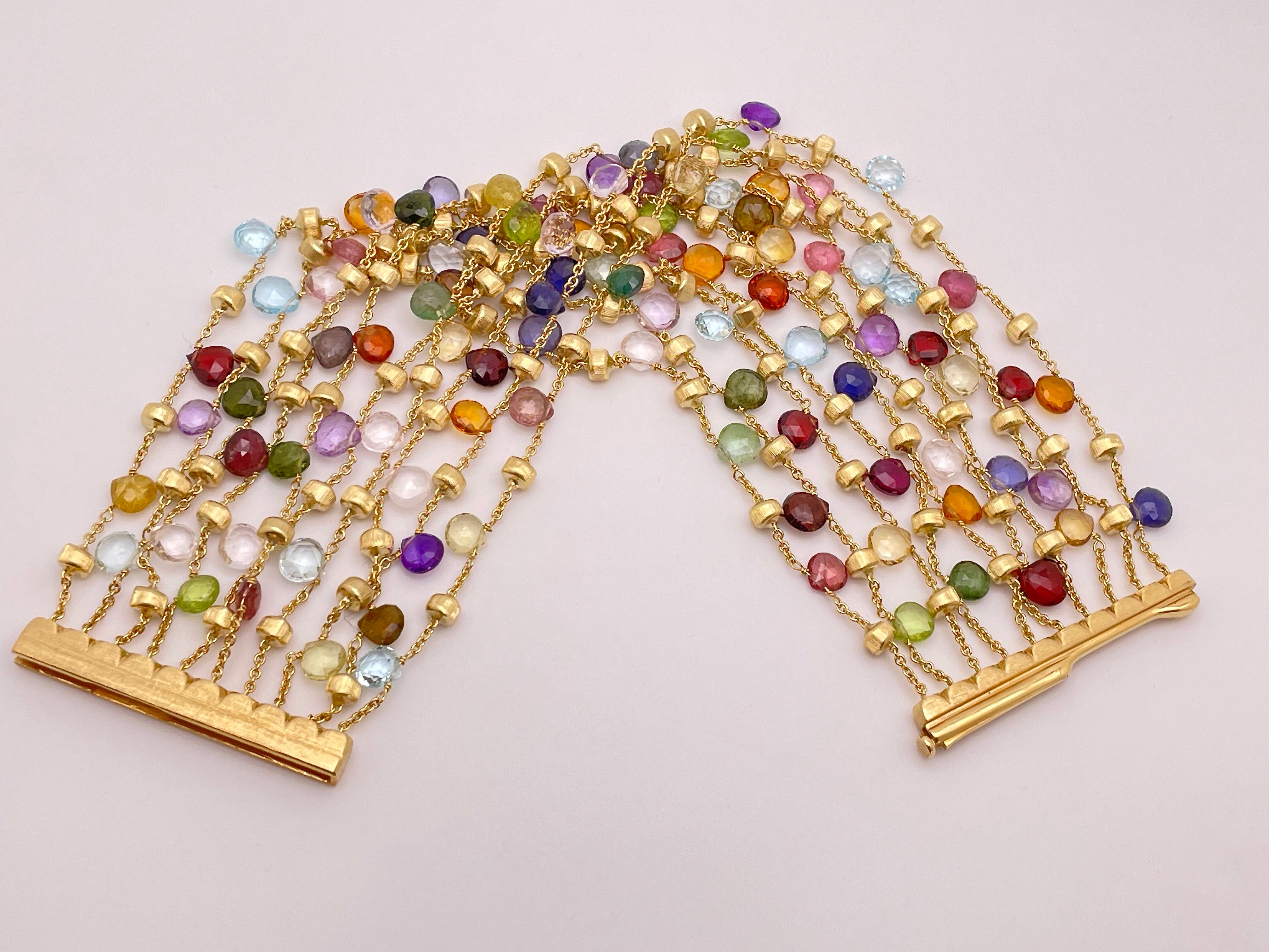 Marco Bicego Bracelet en or jaune 18 carats avec pierres multicolores en vente 7