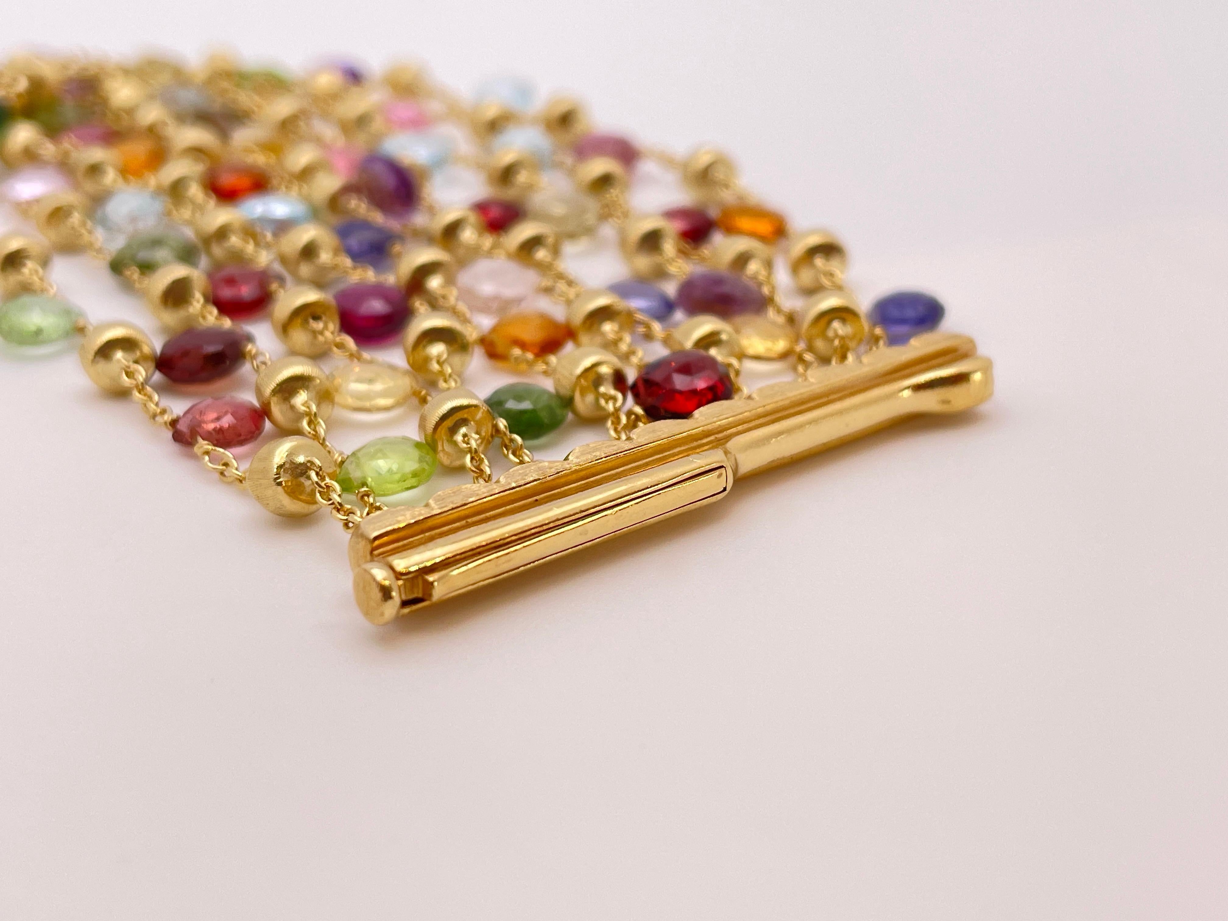 18K Yellow Gold Marco Bicego Multi-Color Stone Strand Bracelet For Sale 2
